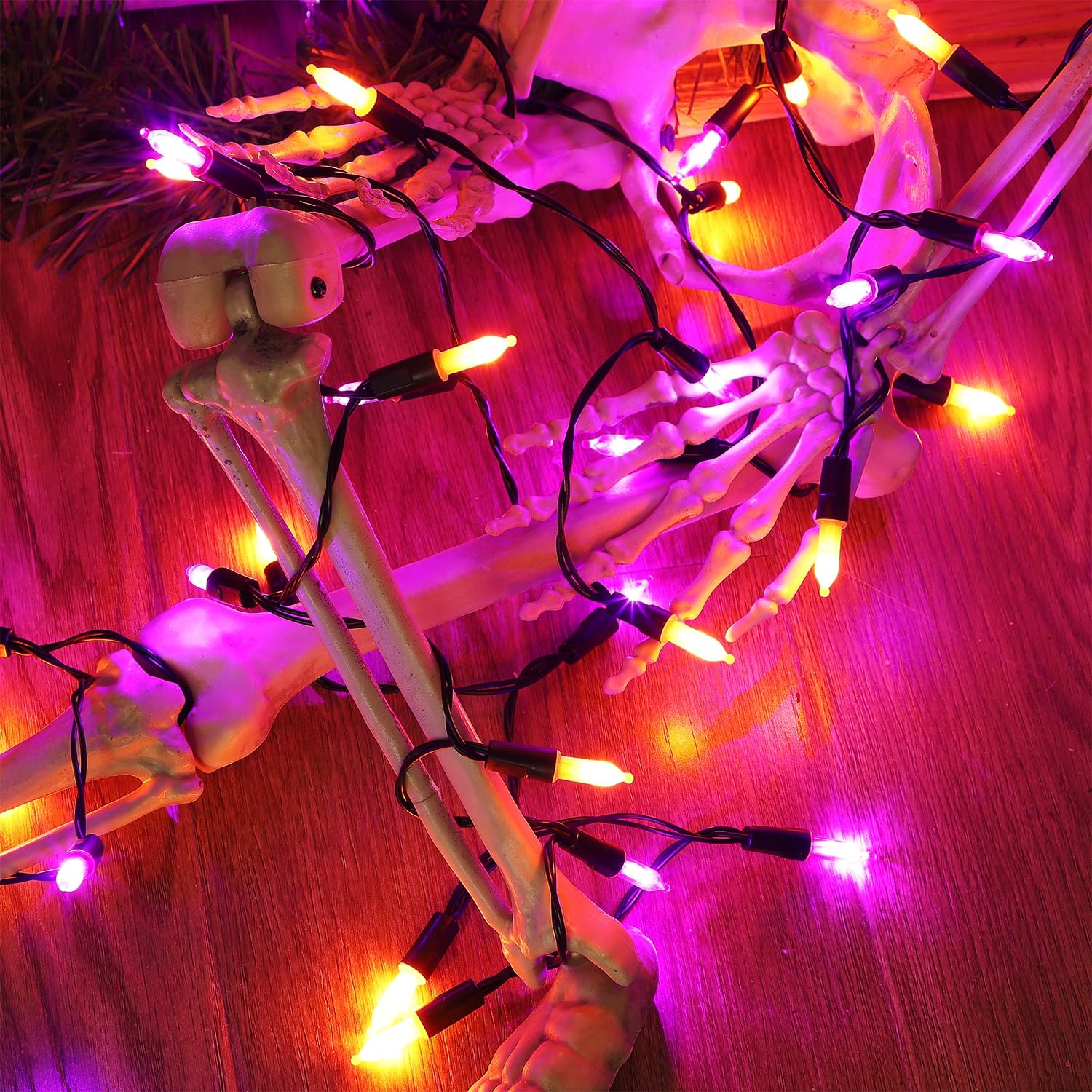 Waterglide 50 Led Outdoor Halloween Lights, 16 Ft Mini String Light With 8 Modes, Waterproof Battery Operated Tree Lights For In