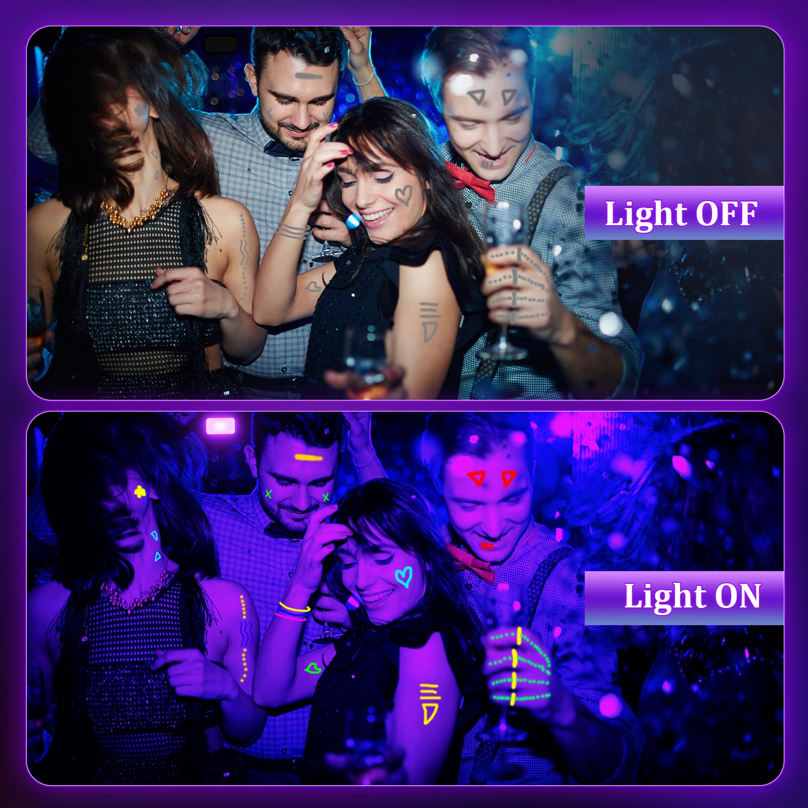 Meloght 30W Led Black Light, 35 Leds Blacklight Flood Light With Plug And Switch, Light Up 200Sq.Ft, Ip66 Waterproof Led Glow Lights For Party, Halloween, Bedroom, Stage Lighting, Poster, 4 Pack