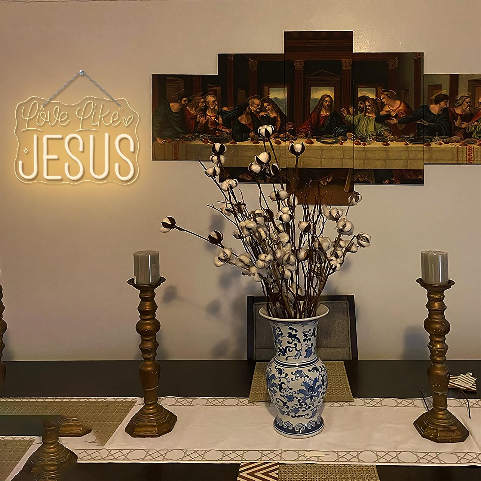 Horseneon Love Like Jesus Neon Sign - Scripture Led Wall Decor For Churches  Home Altars & Christian Gifts  Usb-Powered Adjustable Brightness  Faith-Based Lighting