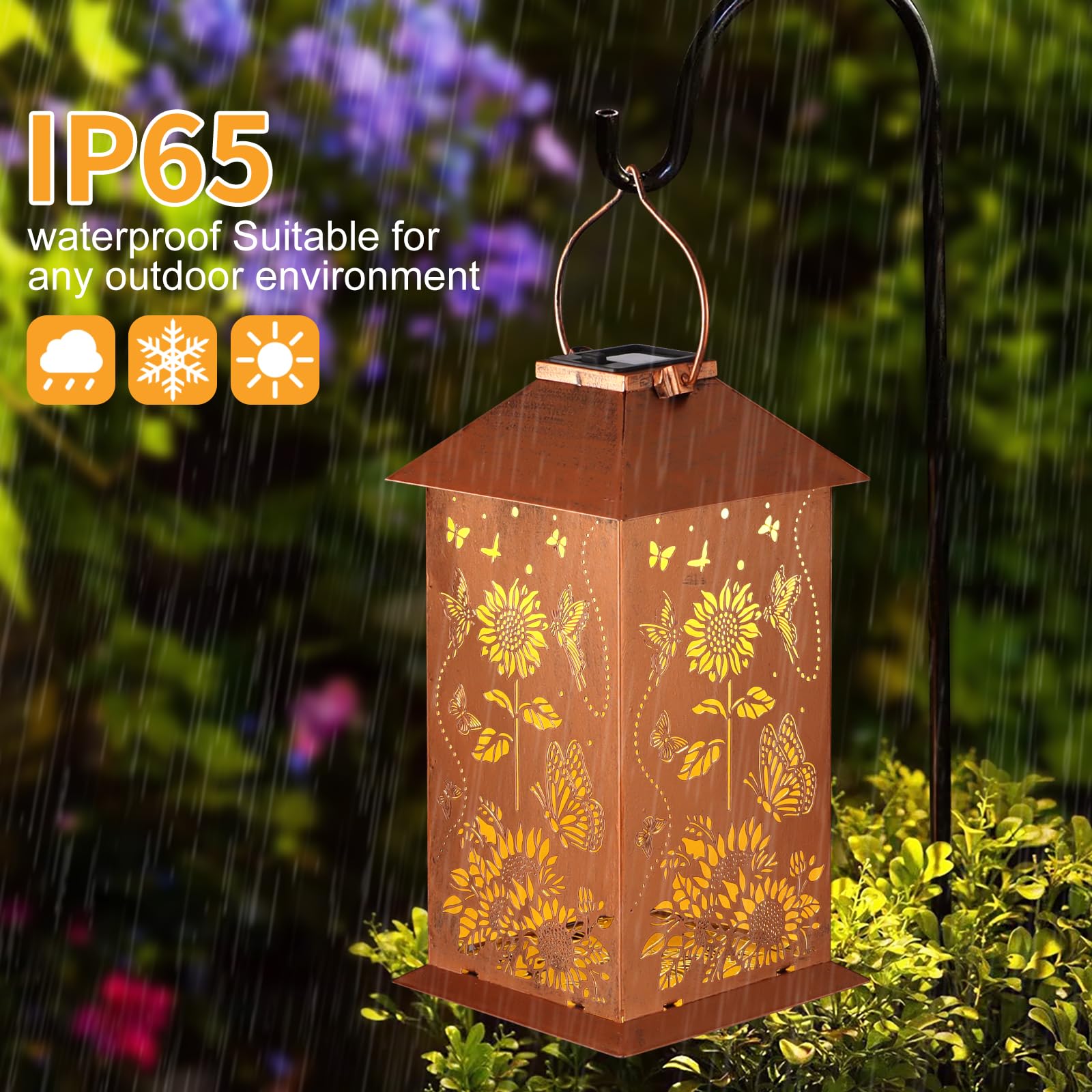 Sunflower Solar Lantern Outdoor Waterproof Hanging Christmas Lights Sunflower Butterfly Garden Decor Birthdays Gifts For Women M