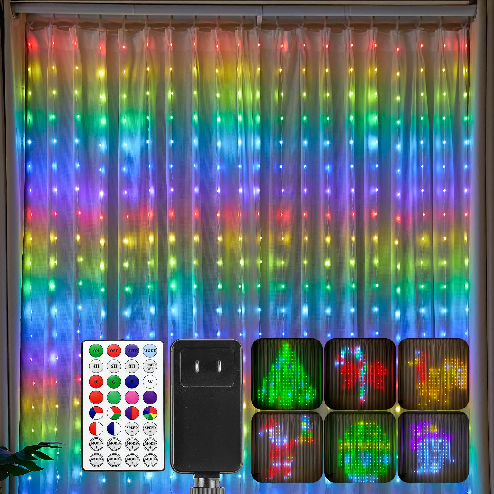 Brightown 540 LED RGBIC Smart Fairy Lights - 4.9x6.6ft, Color Changing, Remote Control, IP65 Waterproof for Indoor/Outdoor Use