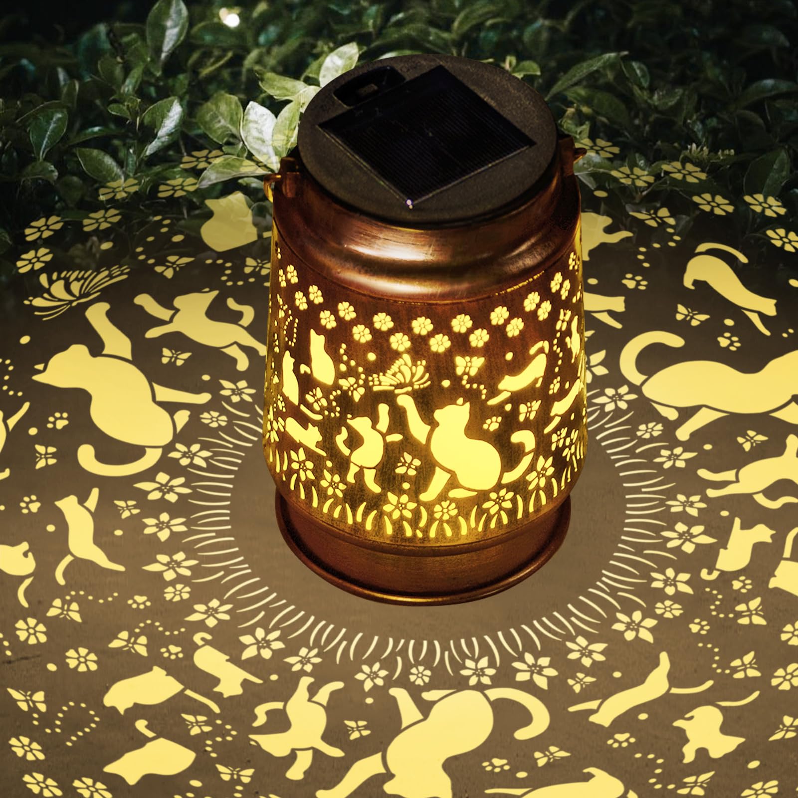 Cat Lover Gifts For Mom/Women//Grandma/Sister Cat Solar Light Gifts Mother Day Gift Solar Lanterns Outdoor Waterproof Cat Lights Led Mason Jar Hanging Lamps Decor For Garden Yard Patio