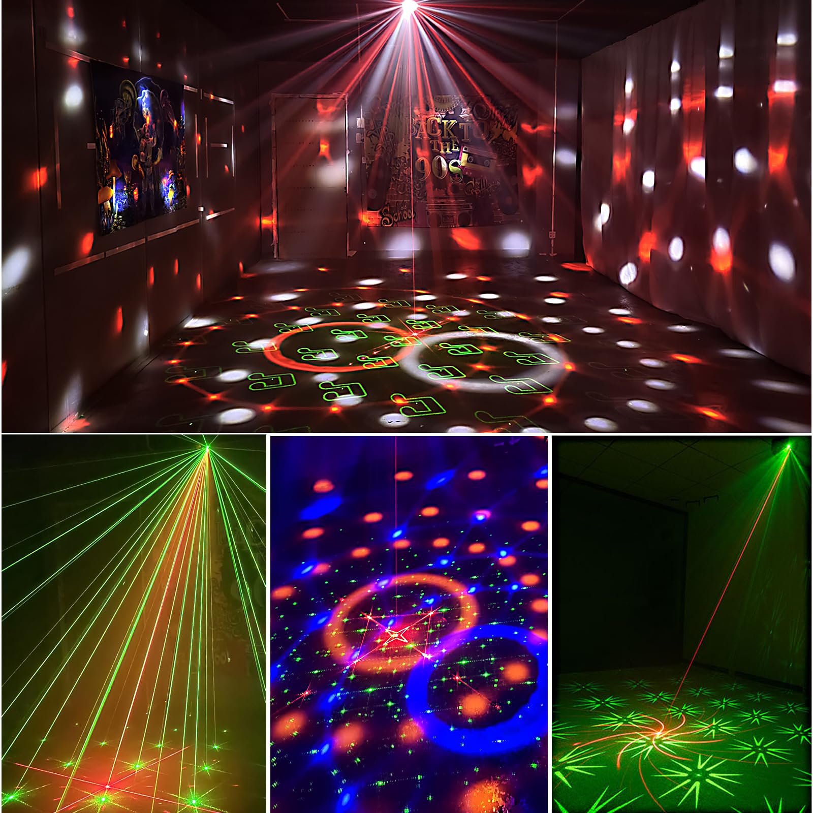 imindo Disco Ball Light - Sound Activated Strobe Lamp with 6 Colors, Remote Control, Black, Model TC-7009-1