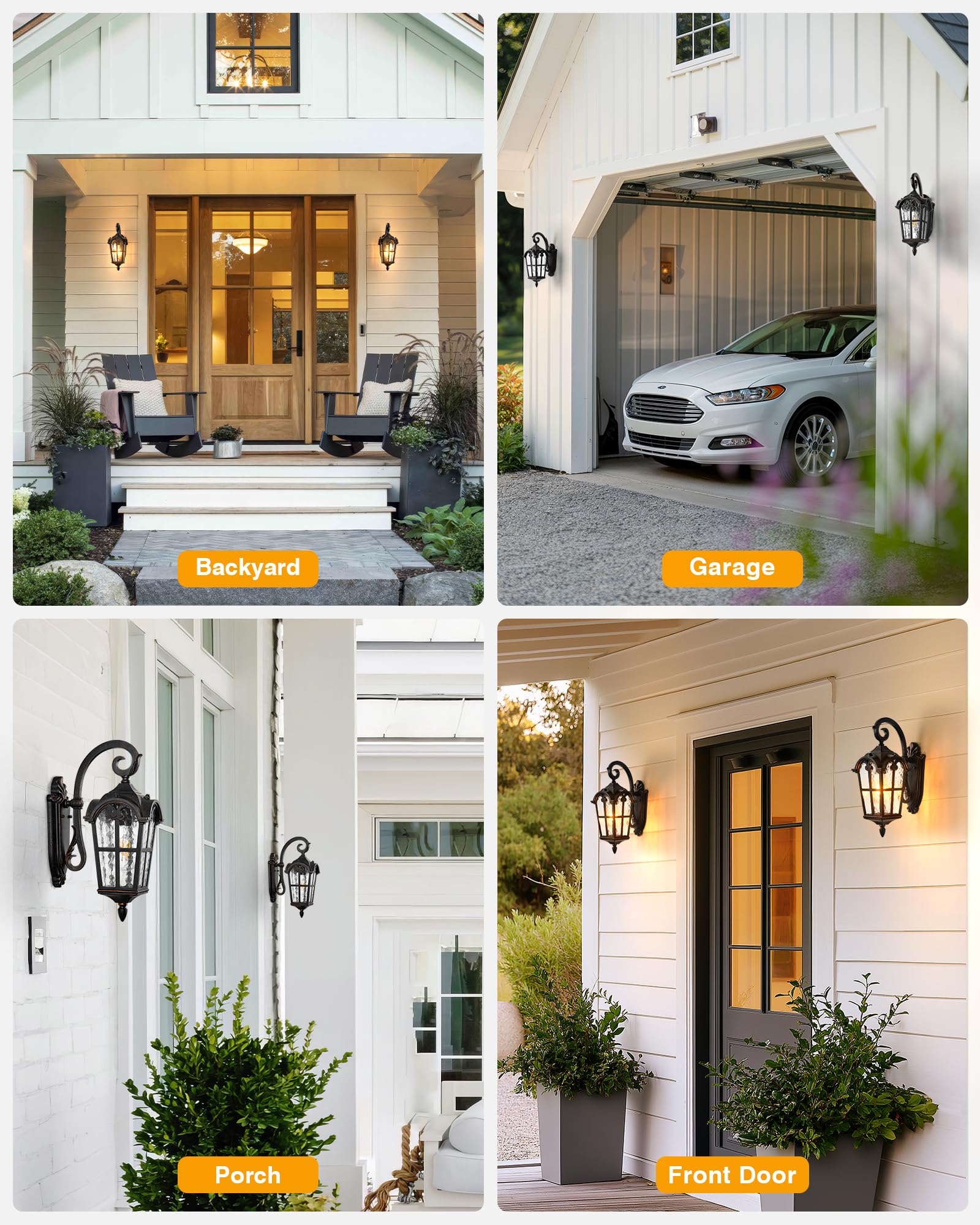VIANIS Dusk to Dawn Outdoor Lighting, 2-Pack Aluminum Porch Lights, Vintage ORB, Model V8113D, Oil Rubbed Bronze Finish