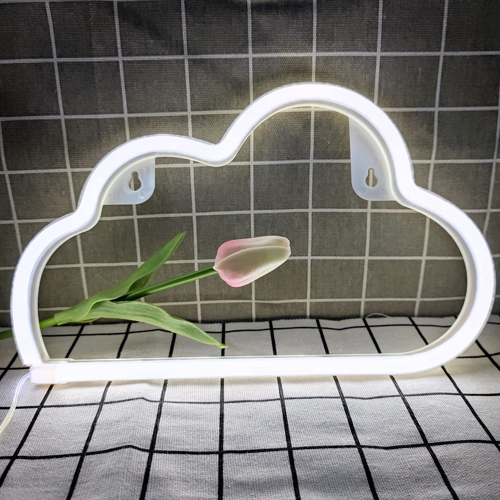 Bernicekelly Led Cloud Neon Sign - White Silicone Wall Light For Bedroom Decor, Usb/Battery Powered, Model Yyi-50