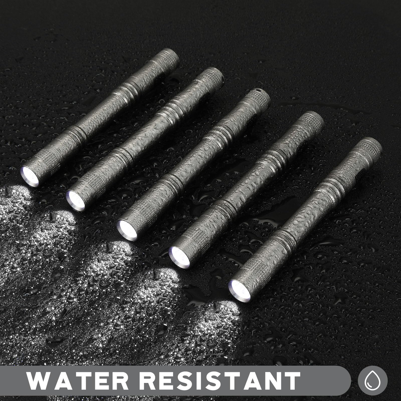 Hortsun Mini Pen Light Flashlight, 5.12 Inch, Gray, Aluminum, Pocket Size, Clip Included, 20 Pcs Gifts for Fathers Day