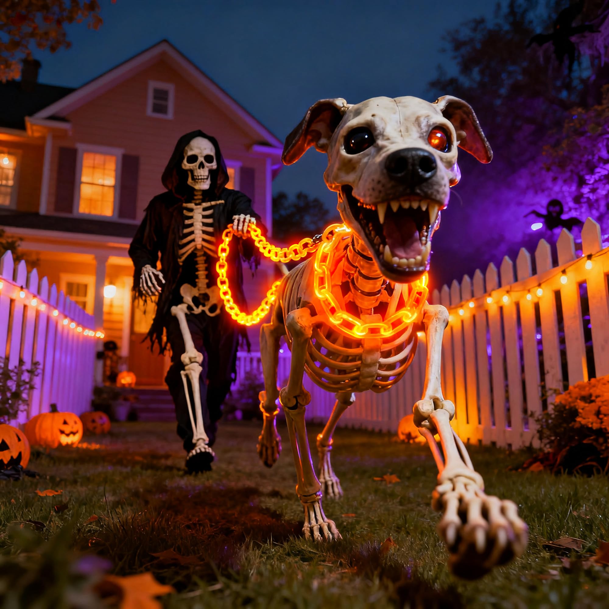 Halloween Decoration Solar Light String 6.6Ft  100 Led Orange Chain Lights. Ip44 Waterproof  8 Lighting Modes. Perfect For Horror Costume Accessories  Haunted House Courtyards & Halloween Party Decor.