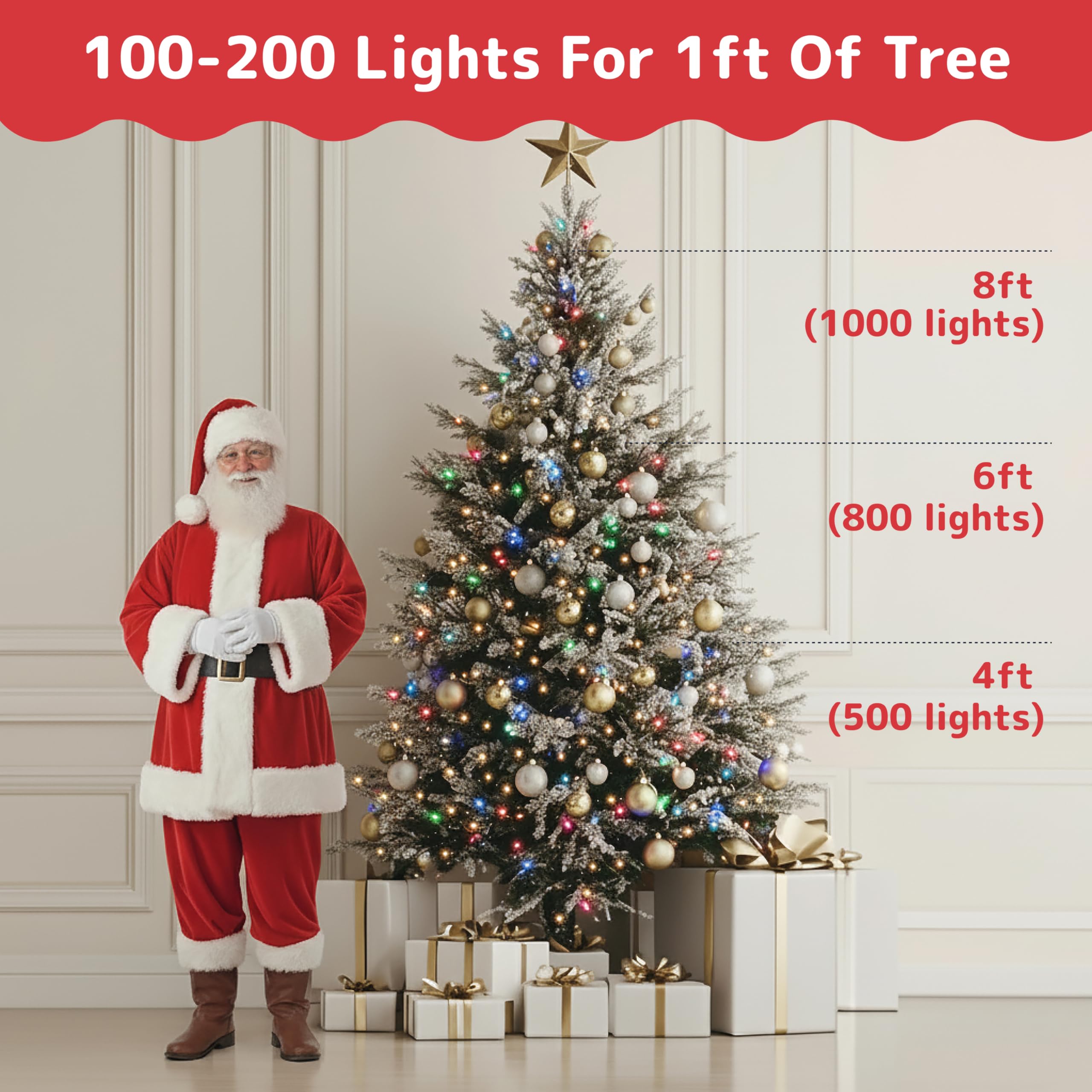 Prextex Christmas Lights - 40Ft Waterproof Multi-Color String Lights With 200 Twinkle Lights For Indoor/Outdoor Use