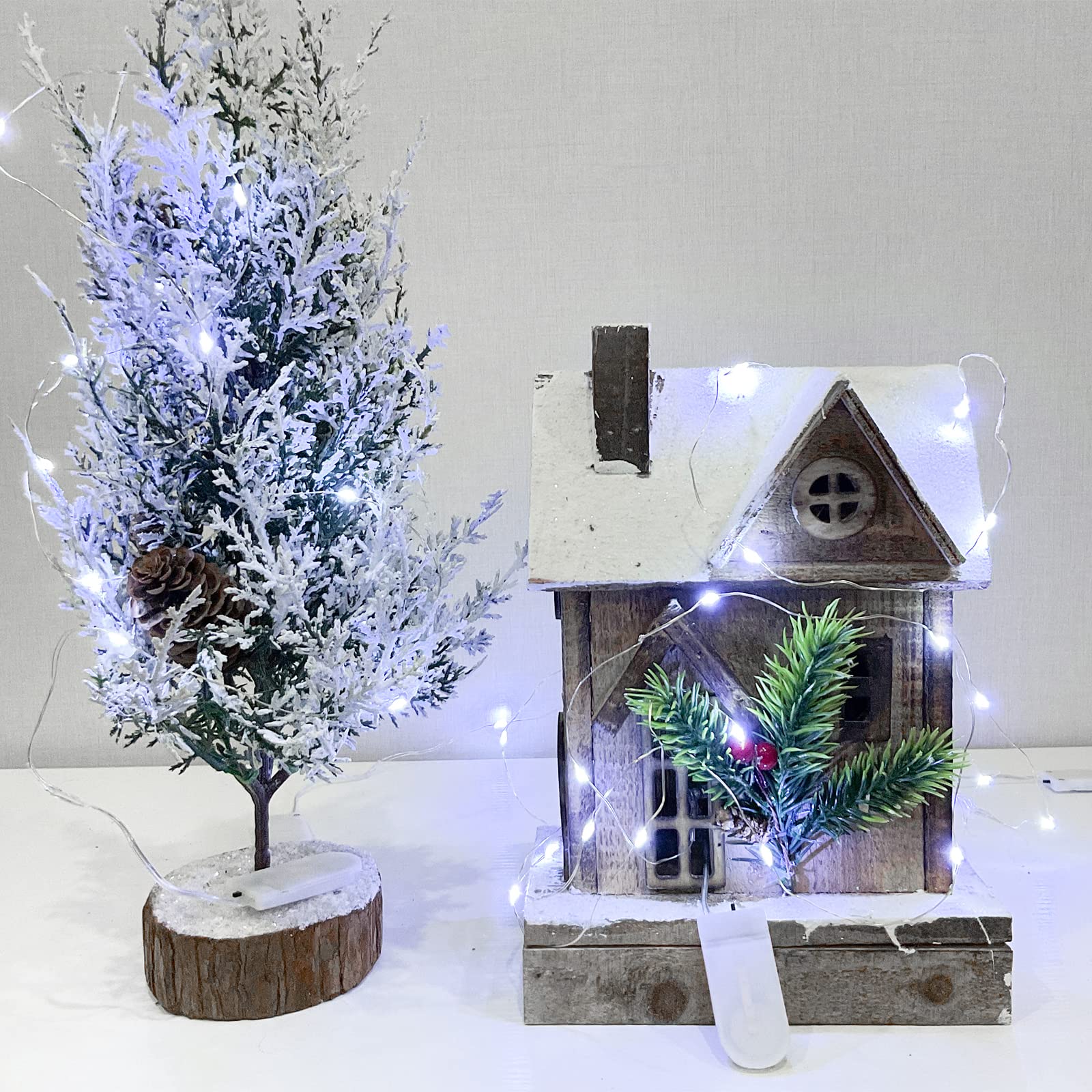 Etinga 12 Pack Fairy Lights - Battery Operated String Lights, 10 LED, 3.3ft Silvery Copper Wire, Cool White for Wedding & Christmas Decor