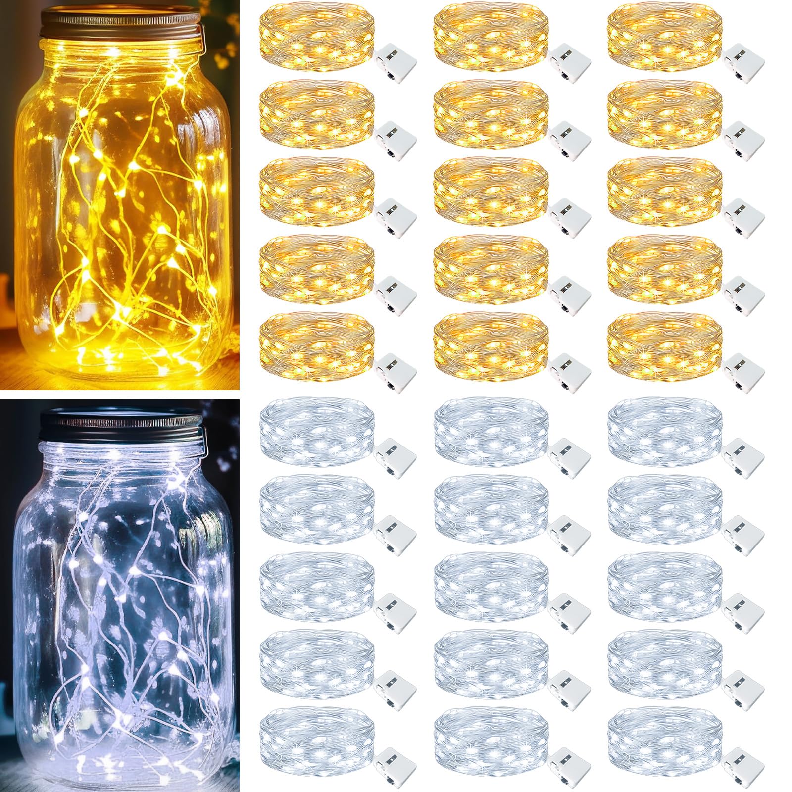 kolpop 30 Pack LED Fairy Lights Battery Operated, 7FT 20 LED Mini Twinkle String Lights Battery Powered Waterproof for Christmas