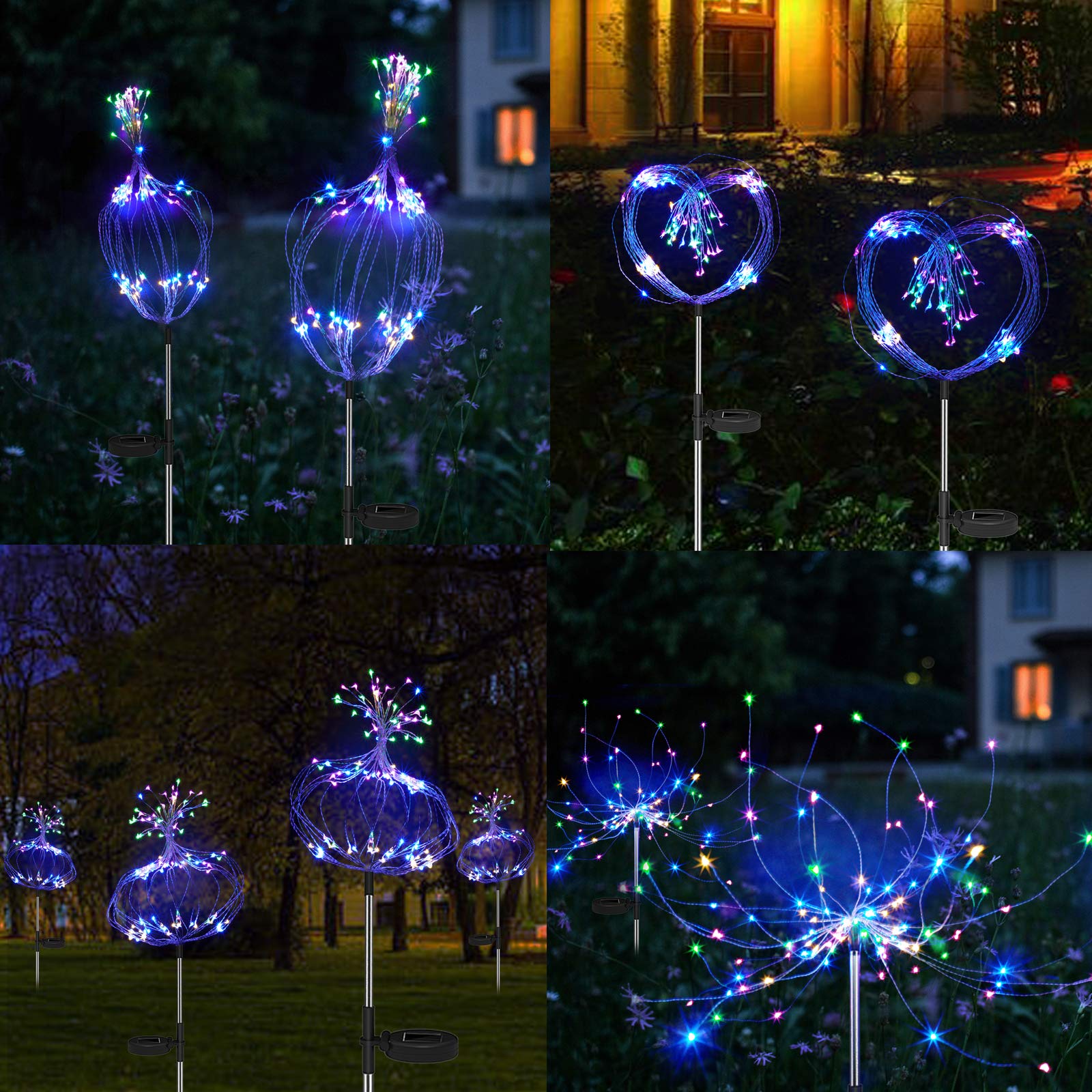 Anordsem Fireworks Lights For Outside Decorations: Christmas Solar Garden Light Waterproof For Yard Outdoor Decor - Led Fairy Sparklers Firework Starburst Lamp Patio Pathway Lawn Decorative
