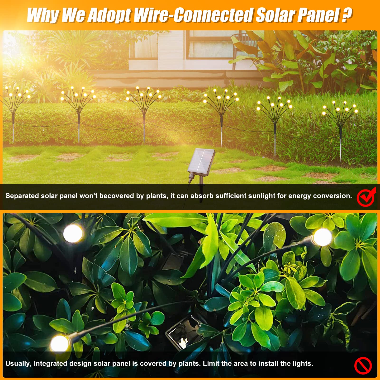 Rikuy Solar Garden Lights 4 Pack, Upgraded Total 32 LED Solar Firefly Lights with 8 Lighting Mode, Sway by Wind, Waterproof Sola