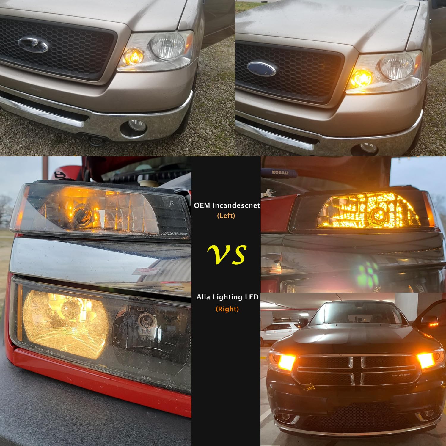 Alla Lighting LED Brake Stop Tail Turn Signal Bulbs T20/7440/7443 Amber Yellow Model Alla-7443-2835-39Y-Yellow