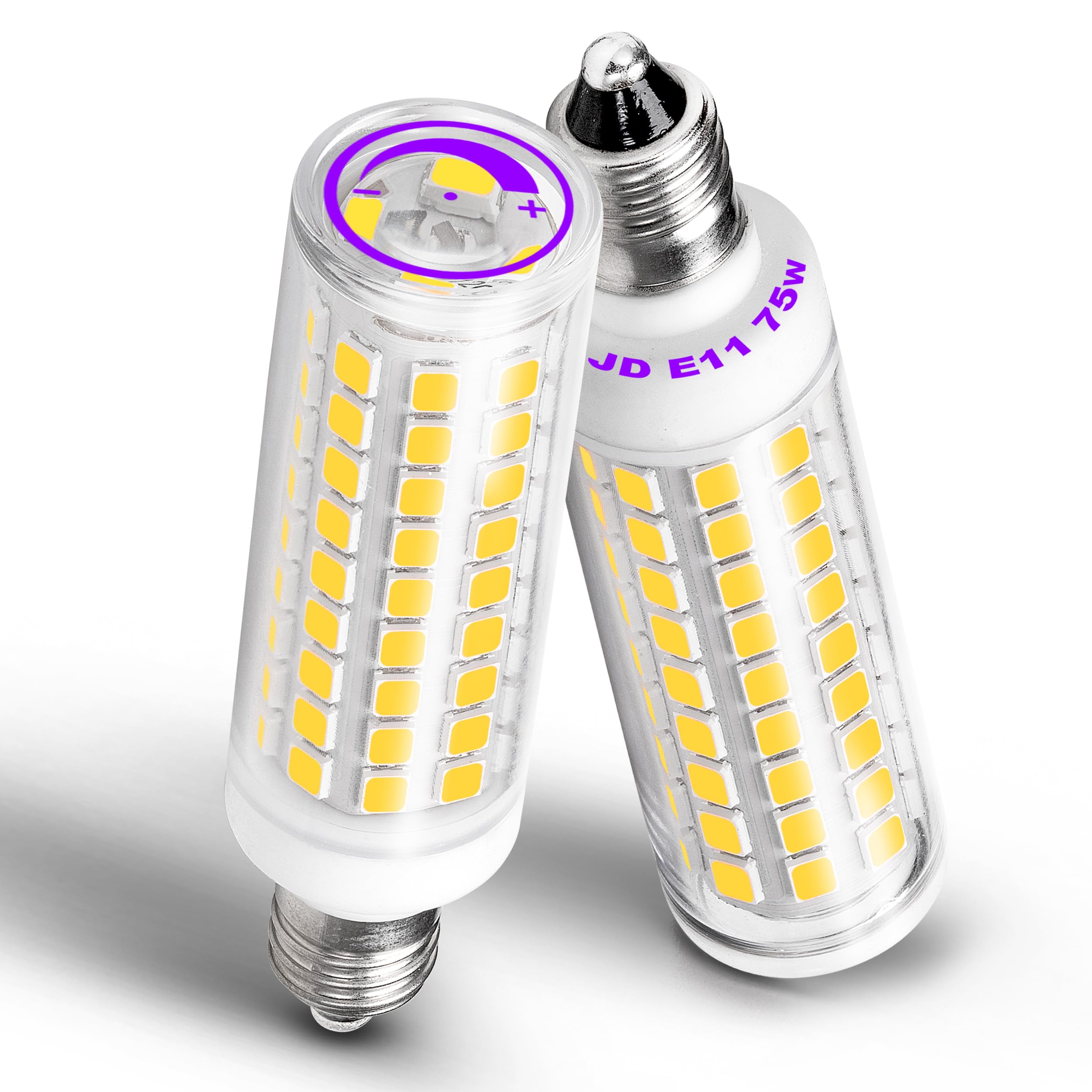 JDE11 Led Bulbs 120V 75W Halogen Candelabra Bulbs Equivalent Dimmable T3 T4 Mini Base JD E11 Bulb  4000K Natural White 7W 750 lm E11 Bulb for Chandeliers Candelabra Ceiling Fan Cabinet Lighting 2Pack