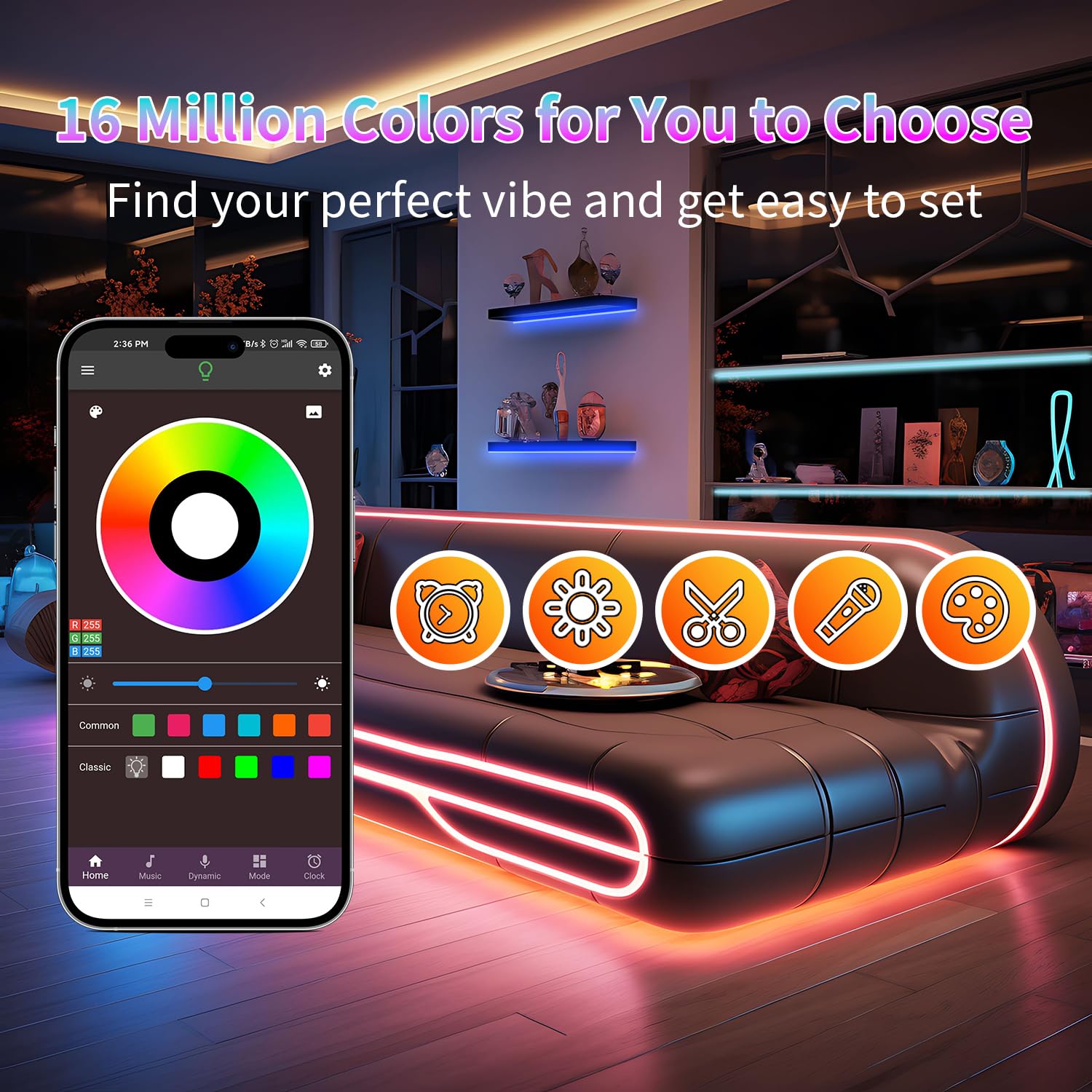 Nbbuff Led Lights For Bedroom 400Ft(4 Rolls Of 100Ft), Music Sync Led Strip Lights With 60 Keys Remote And App Control, Color Ch