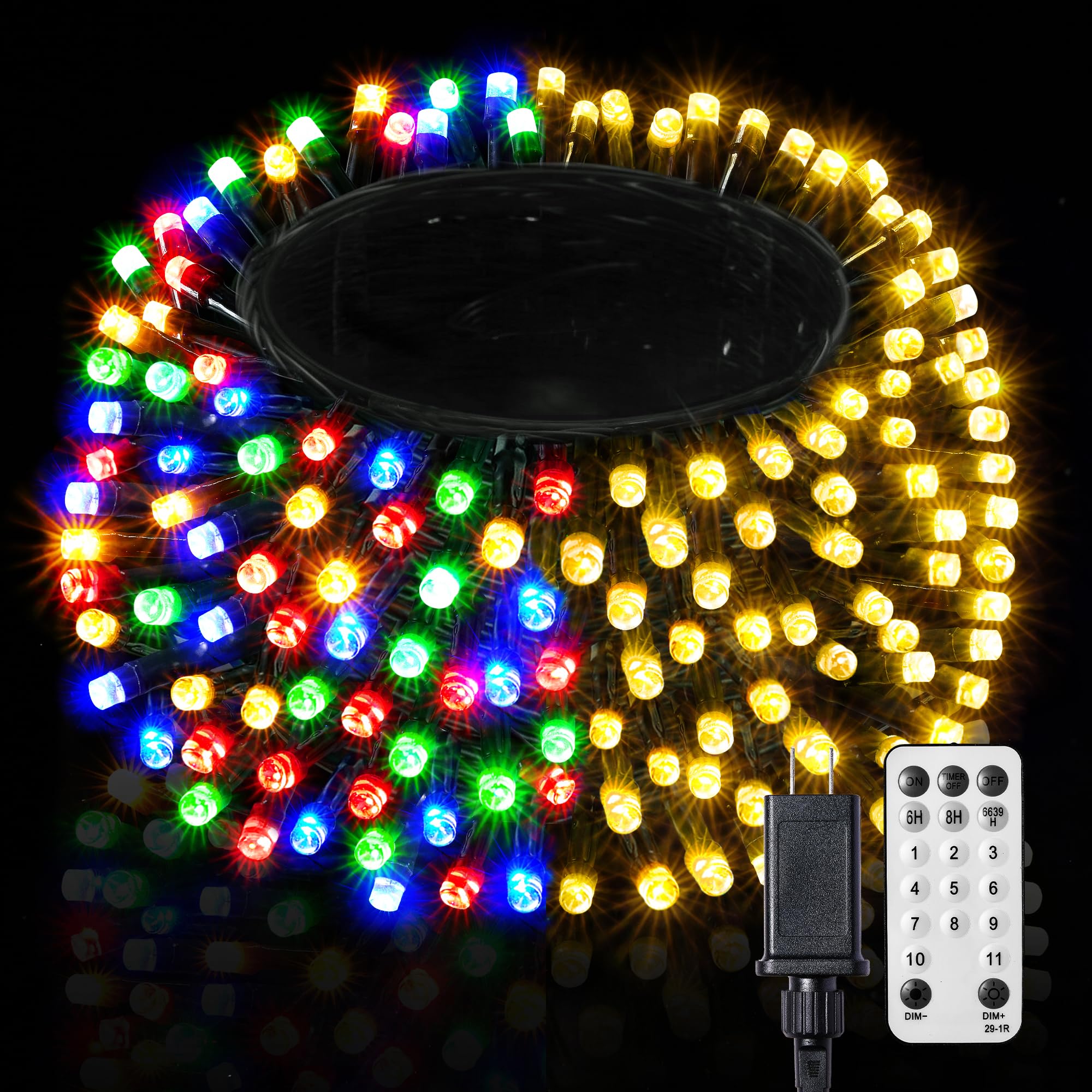 BlcTec Super Long Christmas Lights 500 LED 174FT  UL Certified Color Changing Christmas Tree Lights with Remote  11 Modes  Timer  Waterproof String Light for Xmas Party D?cor  Warm White & Multicolor