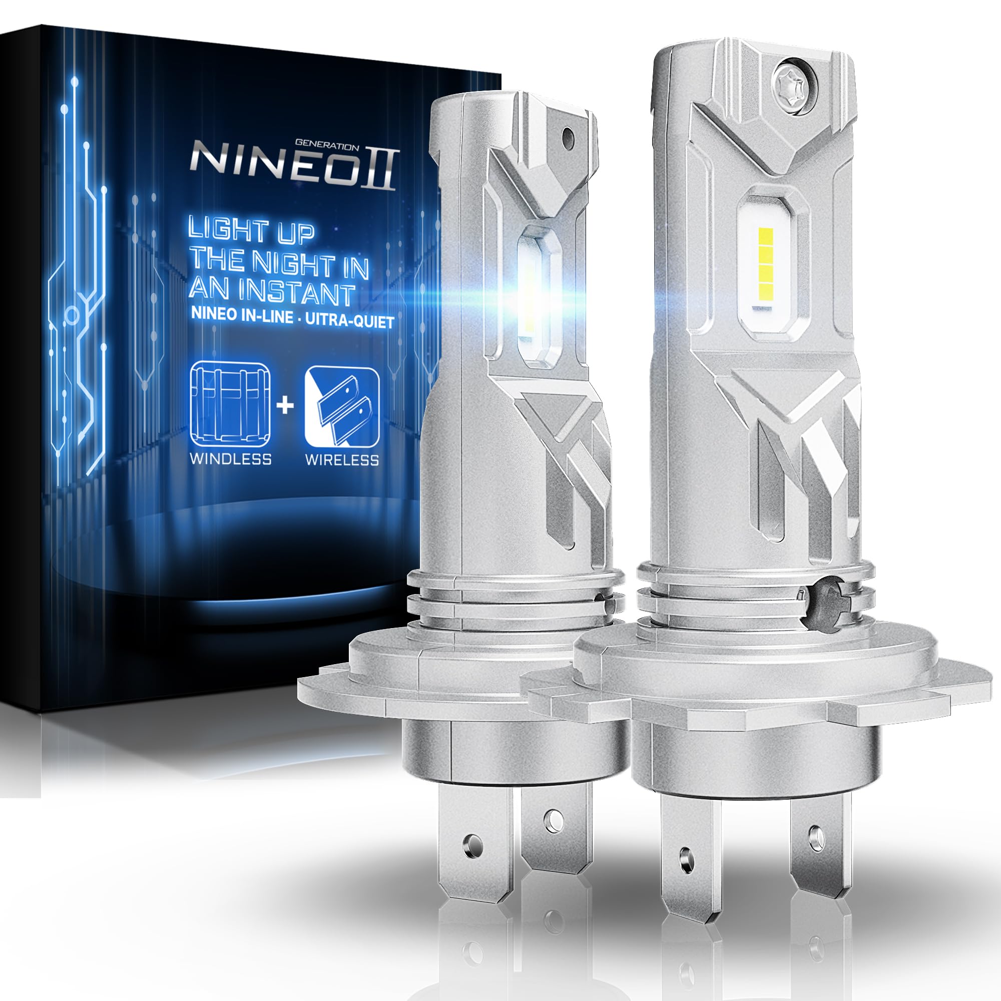 NINEO H7 Fog Light Bulbs, 300% Brighter, 6500K Cool White, Mini Size, No Adapter Required, Pack of 2
