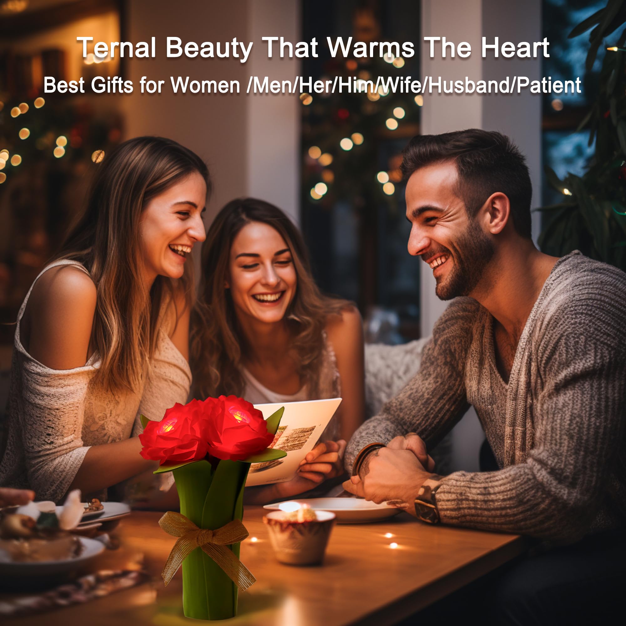 Hibeauti Red Rose Led Lamp For Womens Gifts, Mothers Day Gifts For Mom Women Wife Friends Her Christmas Anniversary Birthday Gif