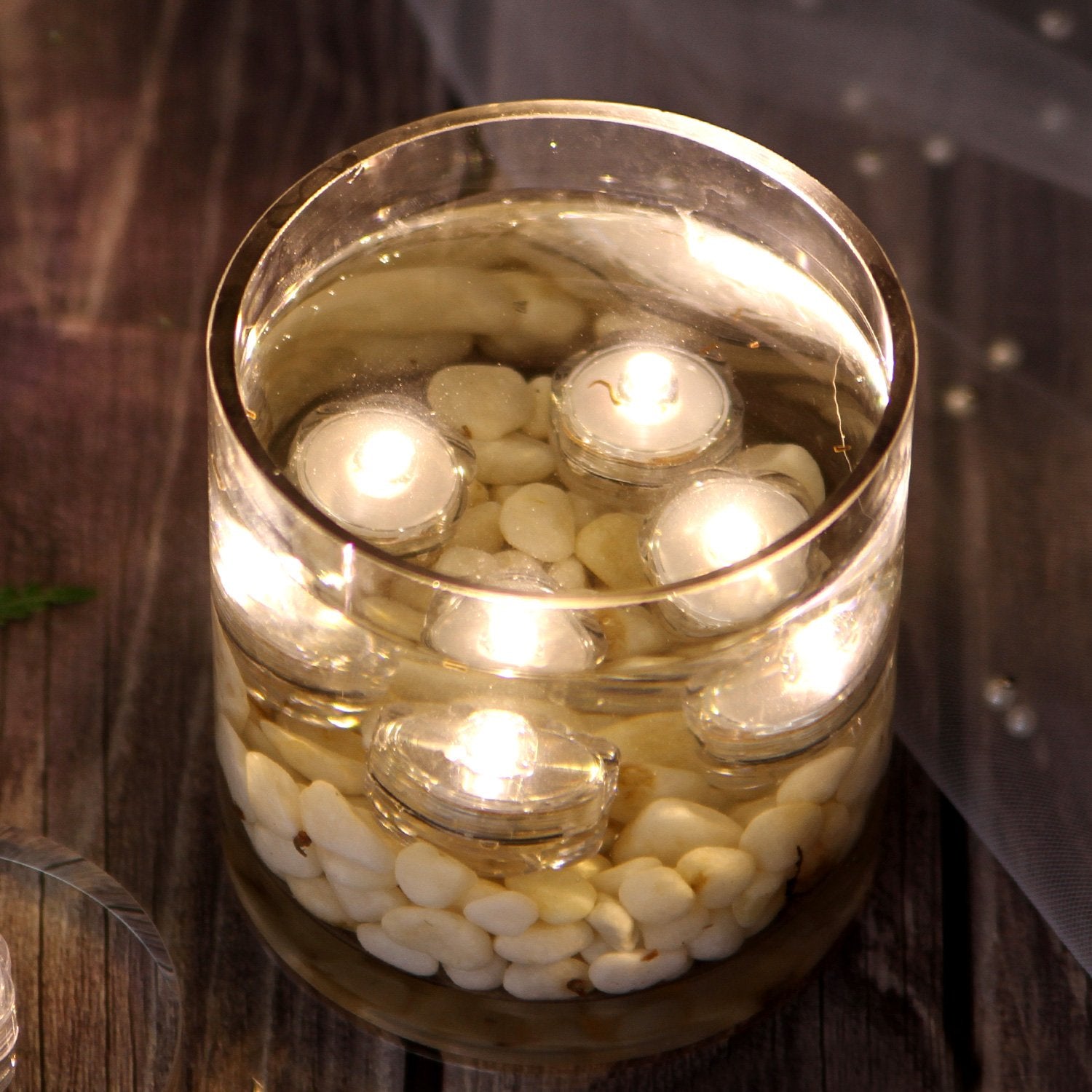 Agptek 24X Led Submersible Waterproof Wedding/Party/Floral Decoration Tea Vase Battery Light Candles-Warm White