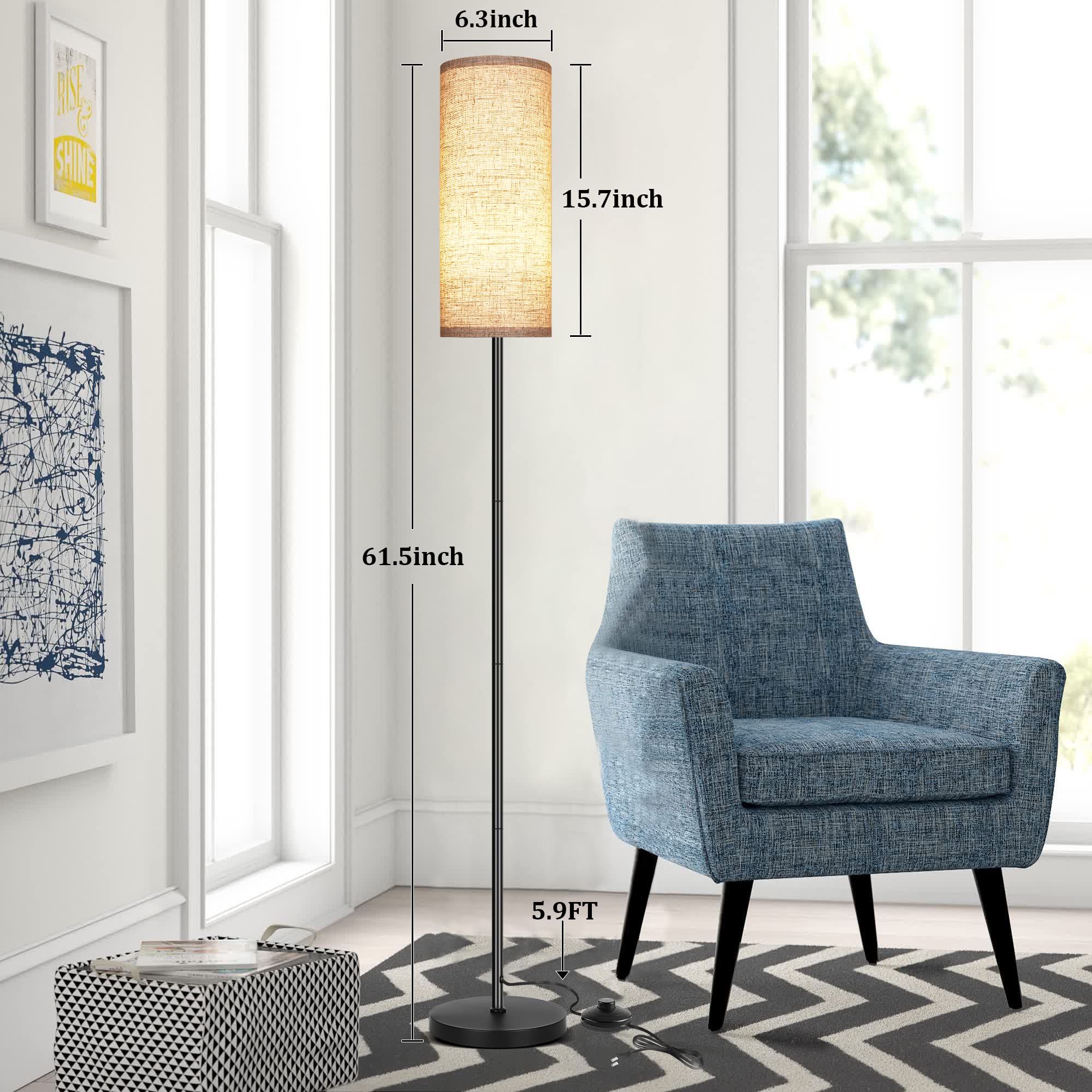 PARTPHONER Floor Lamp, Modern Minimalist Design, Beige Metal, Model ZYTFL, Foot Switch, Ideal for Living Room, Bedroom, Office