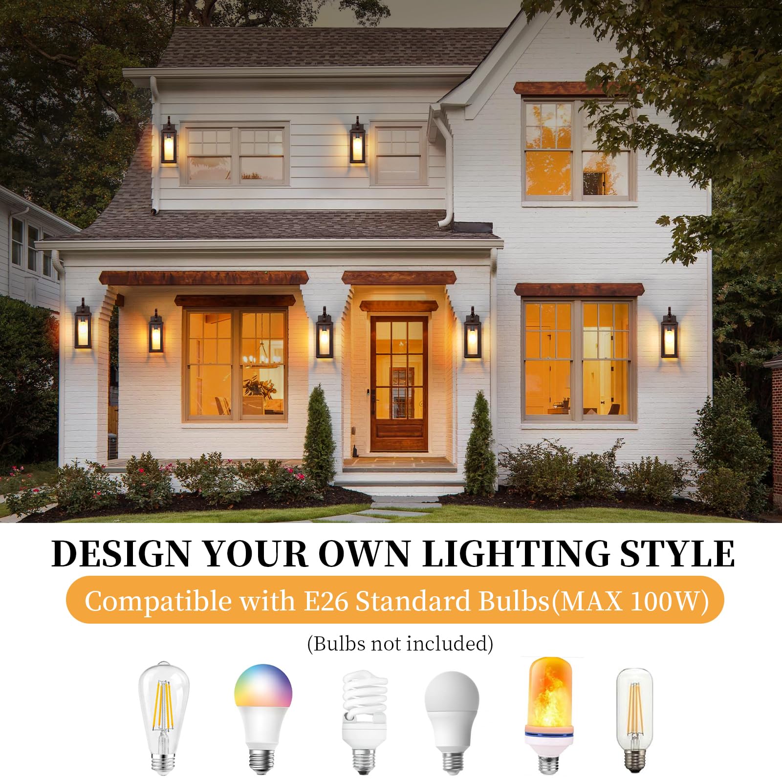 Snru 17 Brown Large Exterior Lighting Fixtures 2Pack  Waterproof Outdoor Wall Porch Lights Sconces Wall Mount  Coach Lights For Garage Carriage Lights Exterior For House