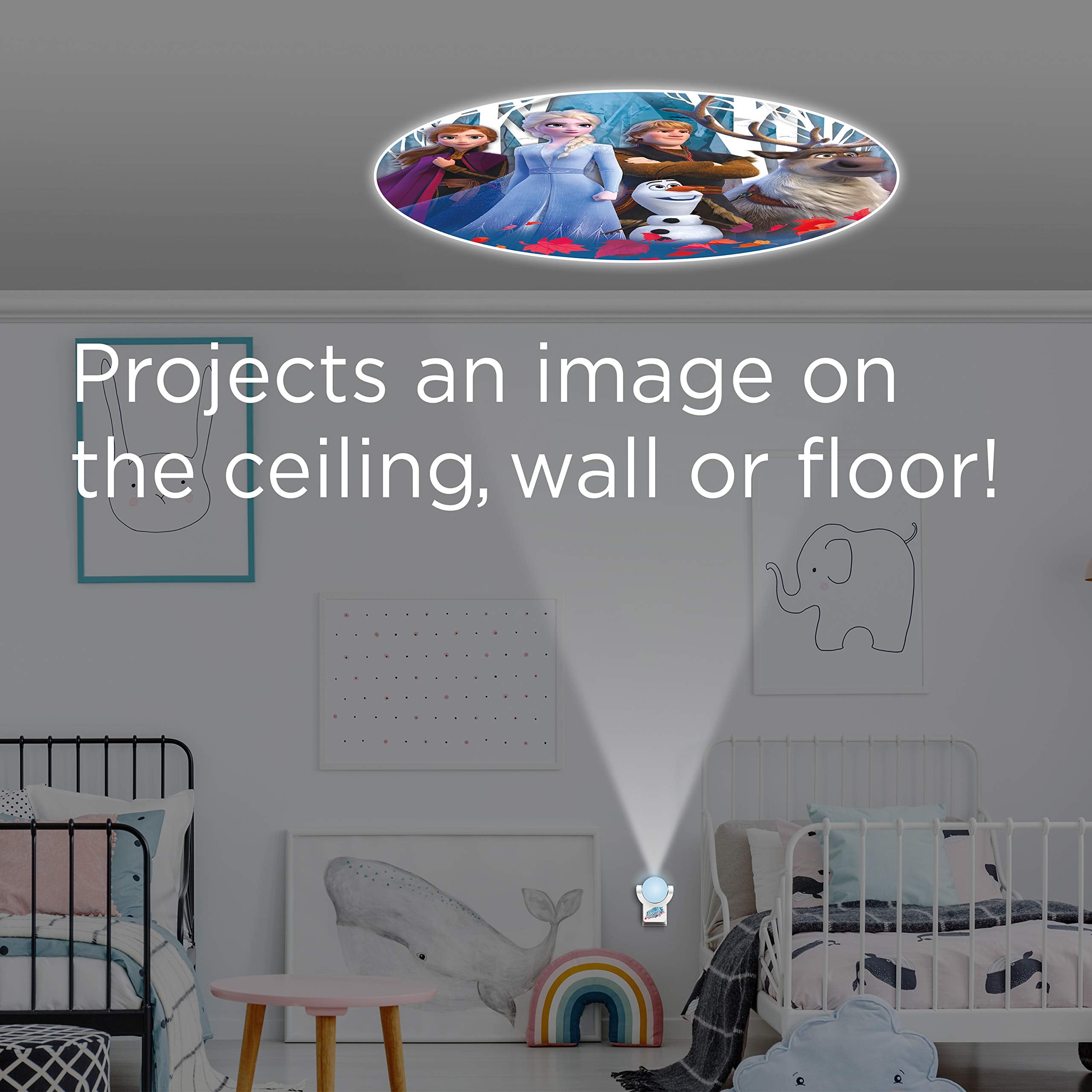 Projectables Frozen 2 LED Night Light, Plug-in with Dusk-to-Dawn Sensor, Model 45027, Plastic, Ideal for Bedroom or Nursery