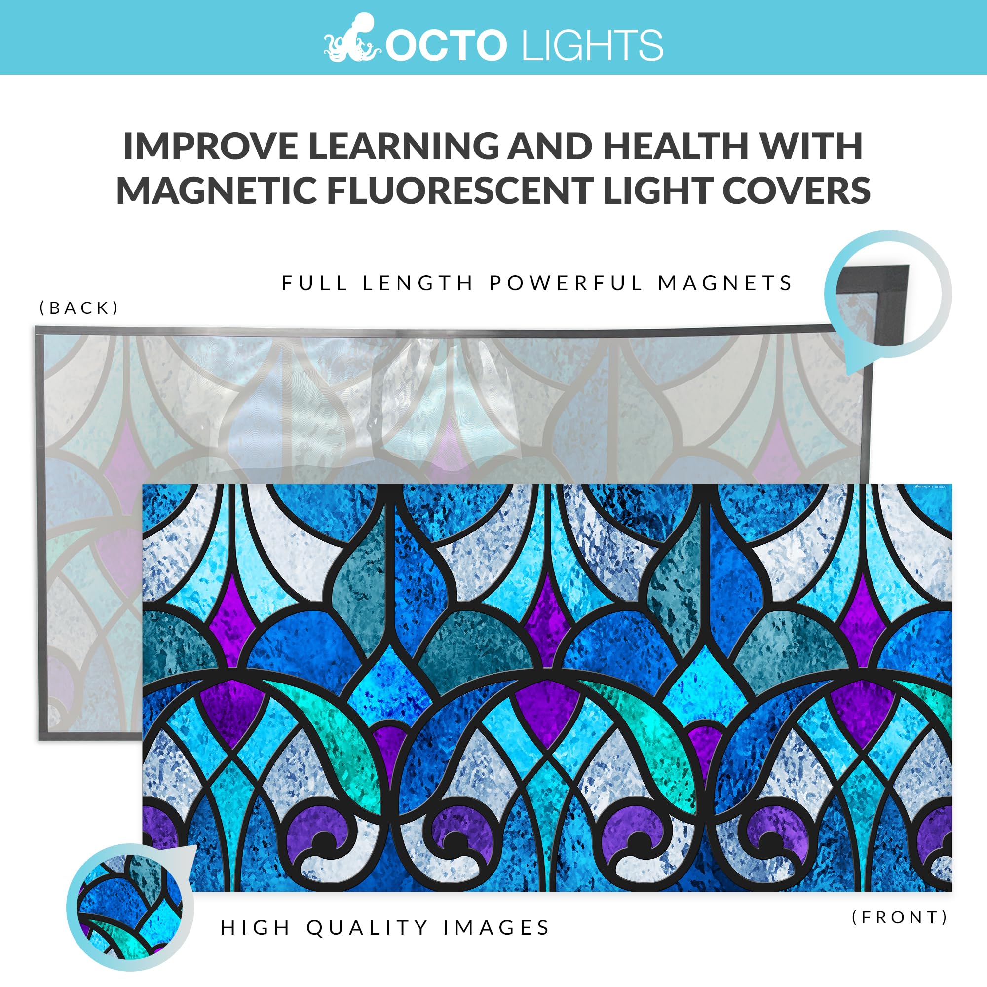 OCTO LIGHTS Magnetic Light Cover - High Resolution Filter, 2x4 Size, Stained Glass, Model SGL-005-MGT-2x4, Pack of 1