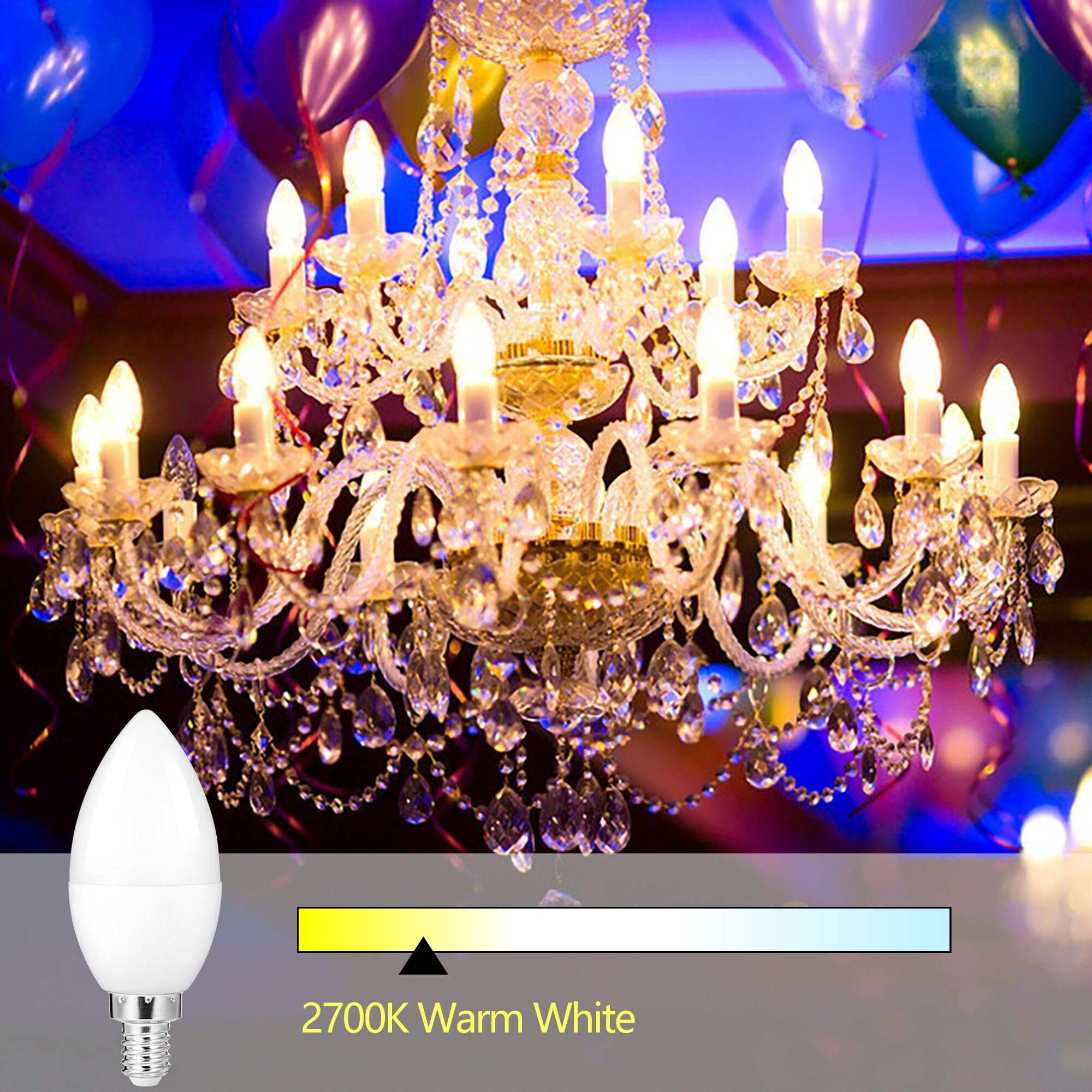 Diamiaq B11 Led Light Bulb E12 Led Bulb Warm White 2700K 600 Lumens Candelabra Light Bulbs Candle Bulbs For Ceiling Fan, Non-Dim