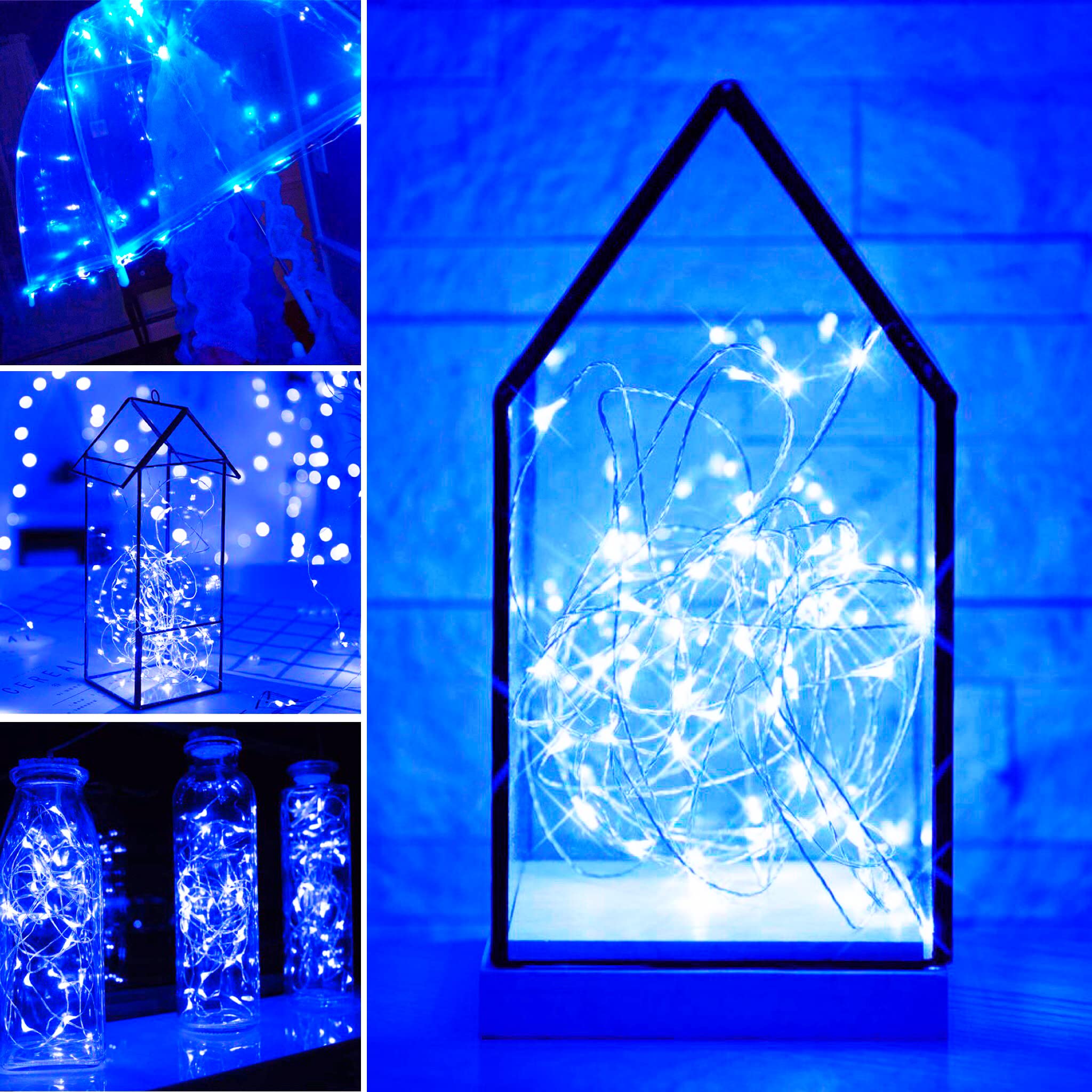 SmilingTown Starry Fairy String Lights 24 Pack 20 LED/Strand 7.2ft Firefly Copper Wire Lights Battery Powered Lights for Wedding