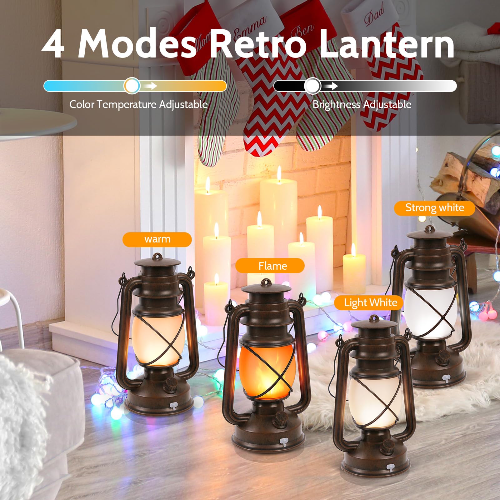 2 Pack Vintage Lantern Flickering Flame Rechargeable Led Retro Camping Lights 4 Modes Remote Control Battery Powered Outdoor Lam