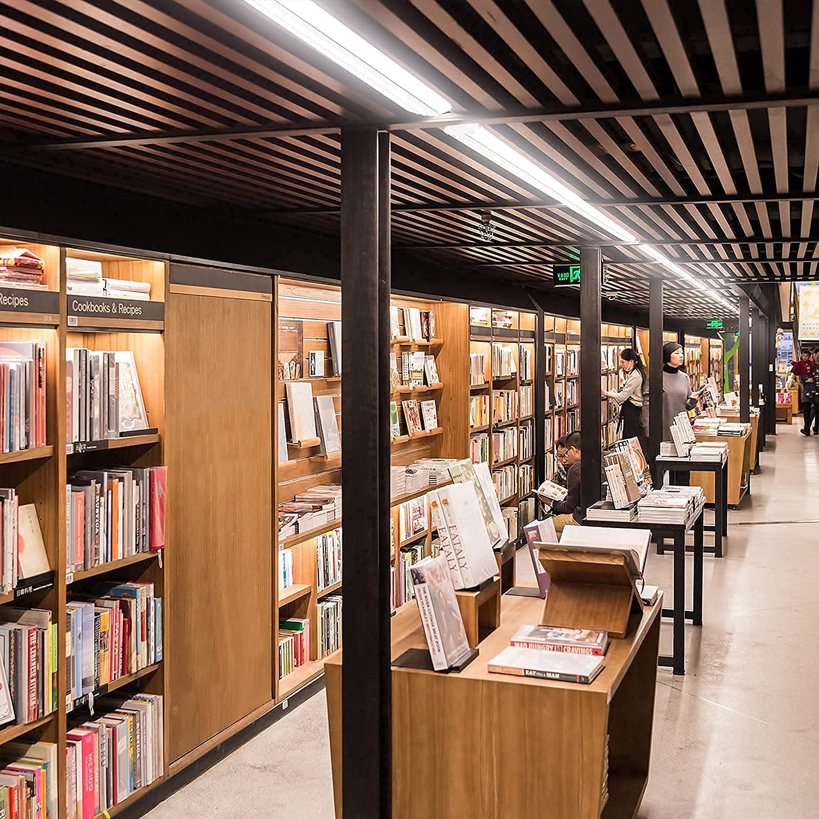 Antlux 110W 8Ft Led Wraparound Ultra Slim Strip Lights, 12600Lm, 5000K, 8 Foot Led Garage Shop Lights, Flush Mount Warehouse Office Ceiling Lighting Fixture, Fluorescent Tube Replacement, 2 Pack