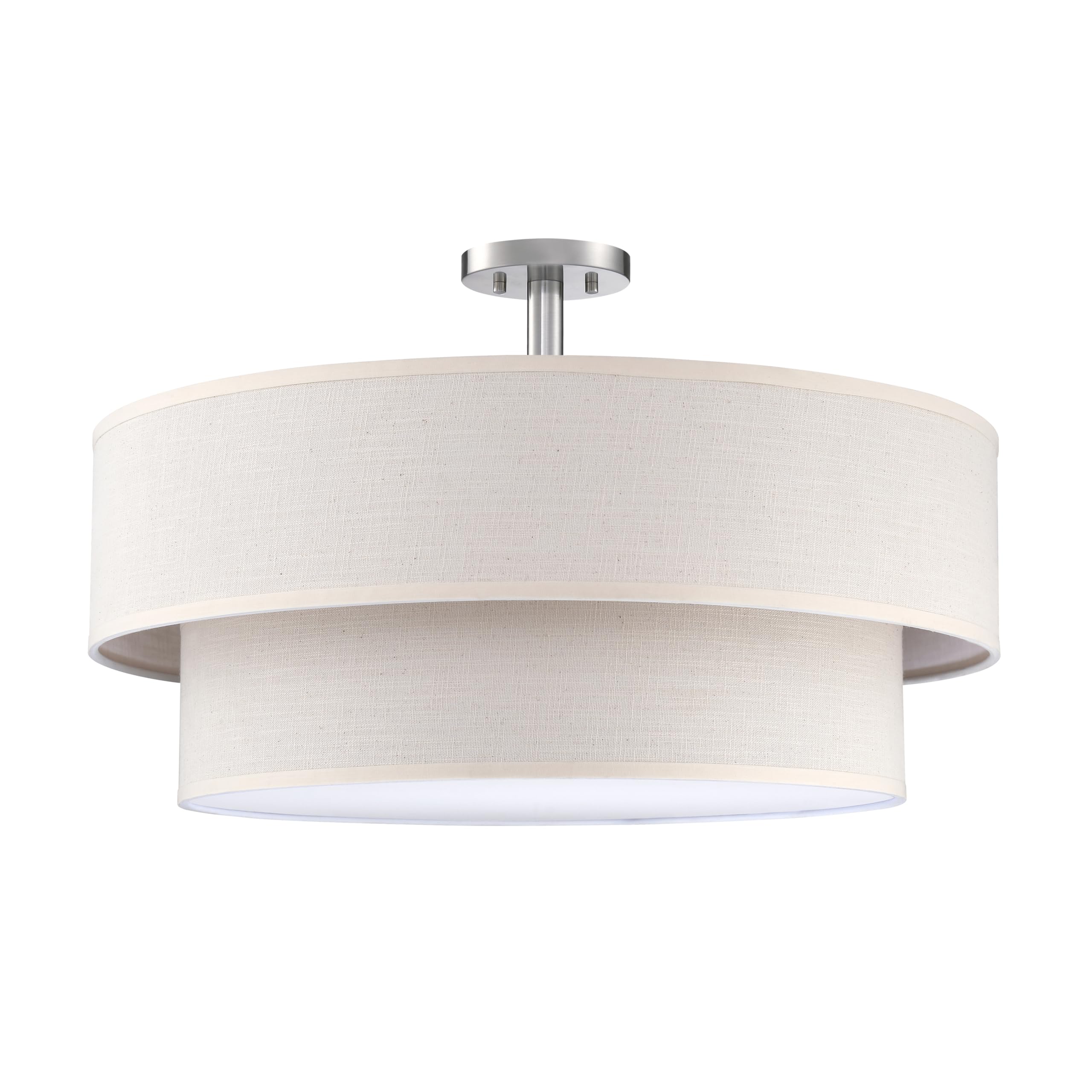 Dolaimi House 5 Light Semi Flush Mount,Close To Ceiling Light Fixture,Linen Fabric Shade Brushed Nickel Finish 22 Inch Semi Flus
