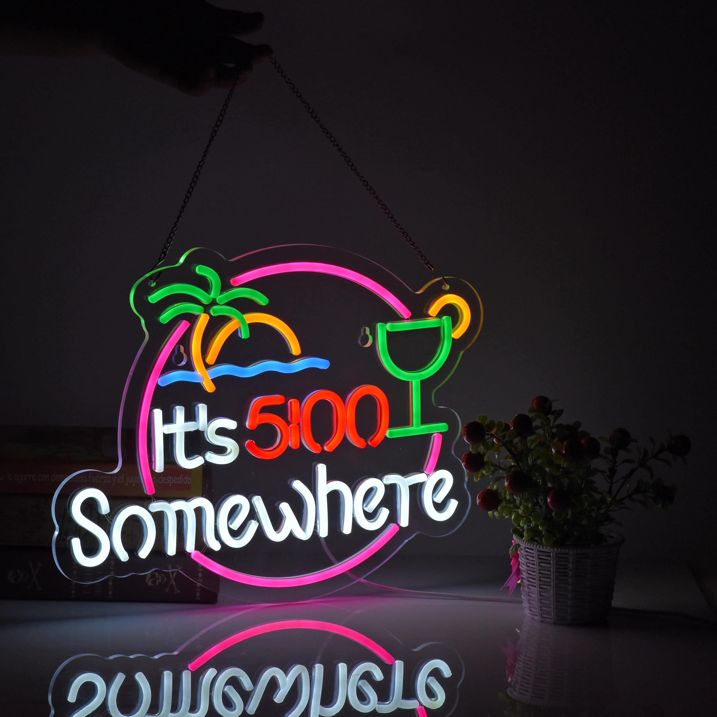 Geewkooy Its 5 00 O'Clock Some Where Neon Sign For Wall Décor Dimmable Led Man Cave Bar Beer Garage Neon Light Usb Powered Neon Art Signs Decor