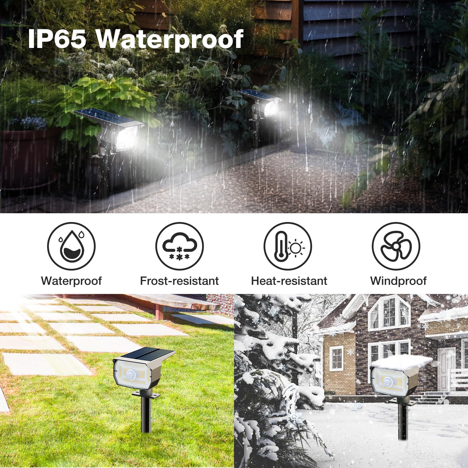 Solar Spot Lights Outdoor Motion Sensor With 3 Modes, [ 12 Pack/56 Led ] 2-In-1 Auto On/Off Solar Landscape Lighting For Outside