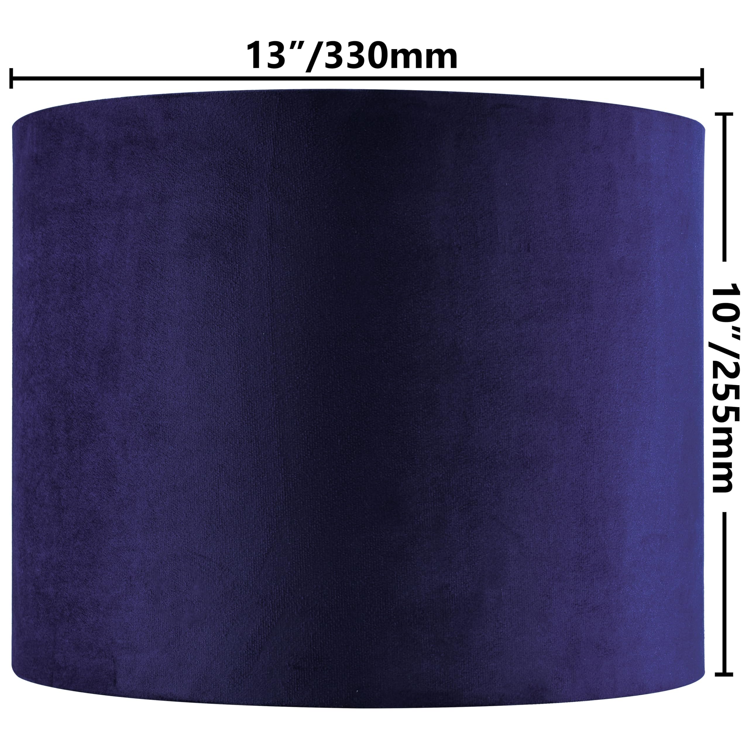 Go&So Dark Blue Velvet Drum Lamp Shade Set Of 2 Medium 13'' Top X 13'' Bottom X 10'' High(Spider) Modern Lamp Shades For Table L