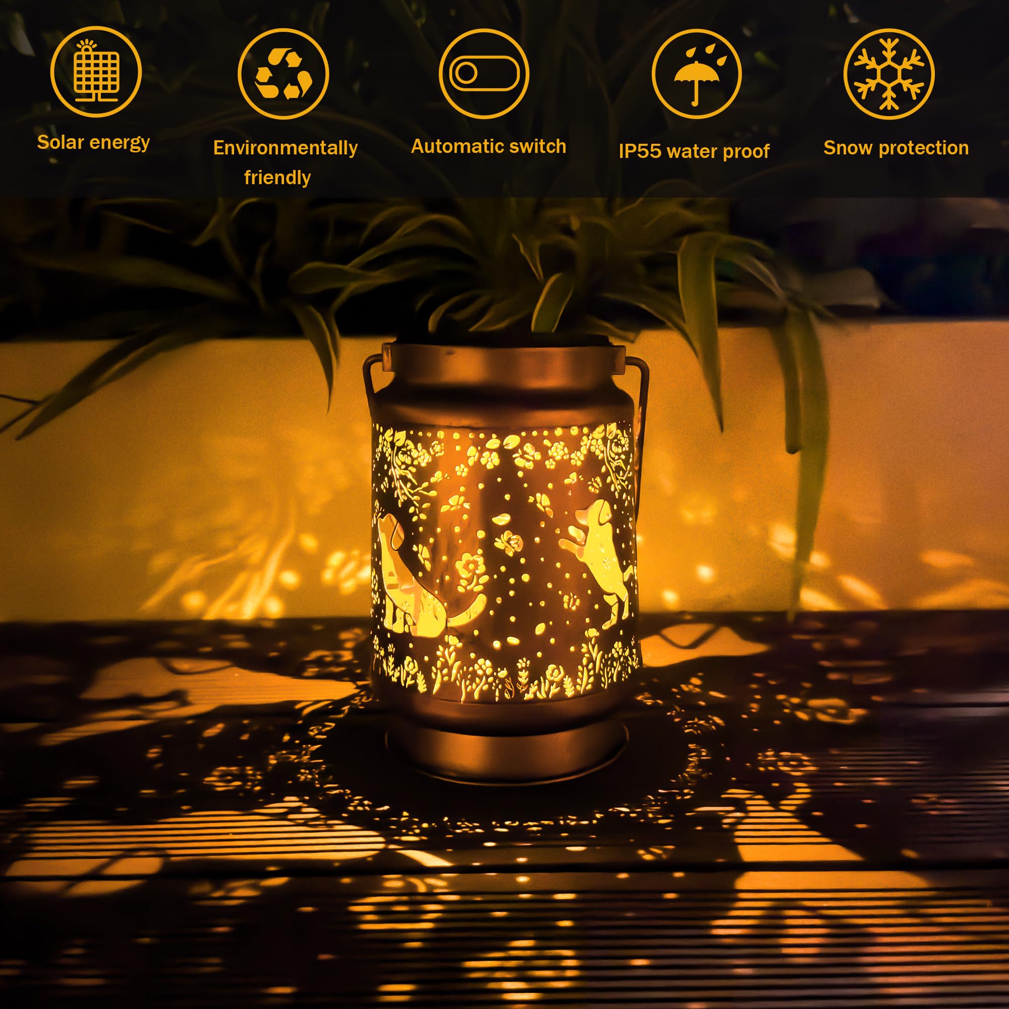 Dog Solar Lanterns Outdoor Waterproof, Dog Gifts For Women Mom Grandma, Hanging Solar Lights For Yard, Patio, Lawn, Pathway, Tab