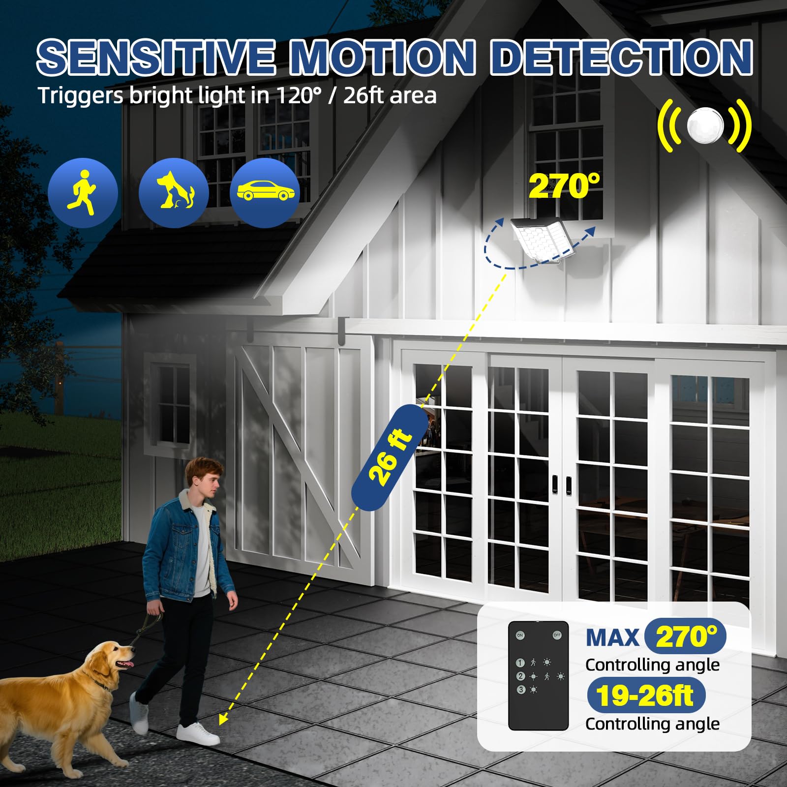 Solar Lights for Outside, 6-Pack 186 LED Outdoor Lights with Remote Control, Dusk to Dawn 2500LM Flood Lights, IP65 Waterproof S