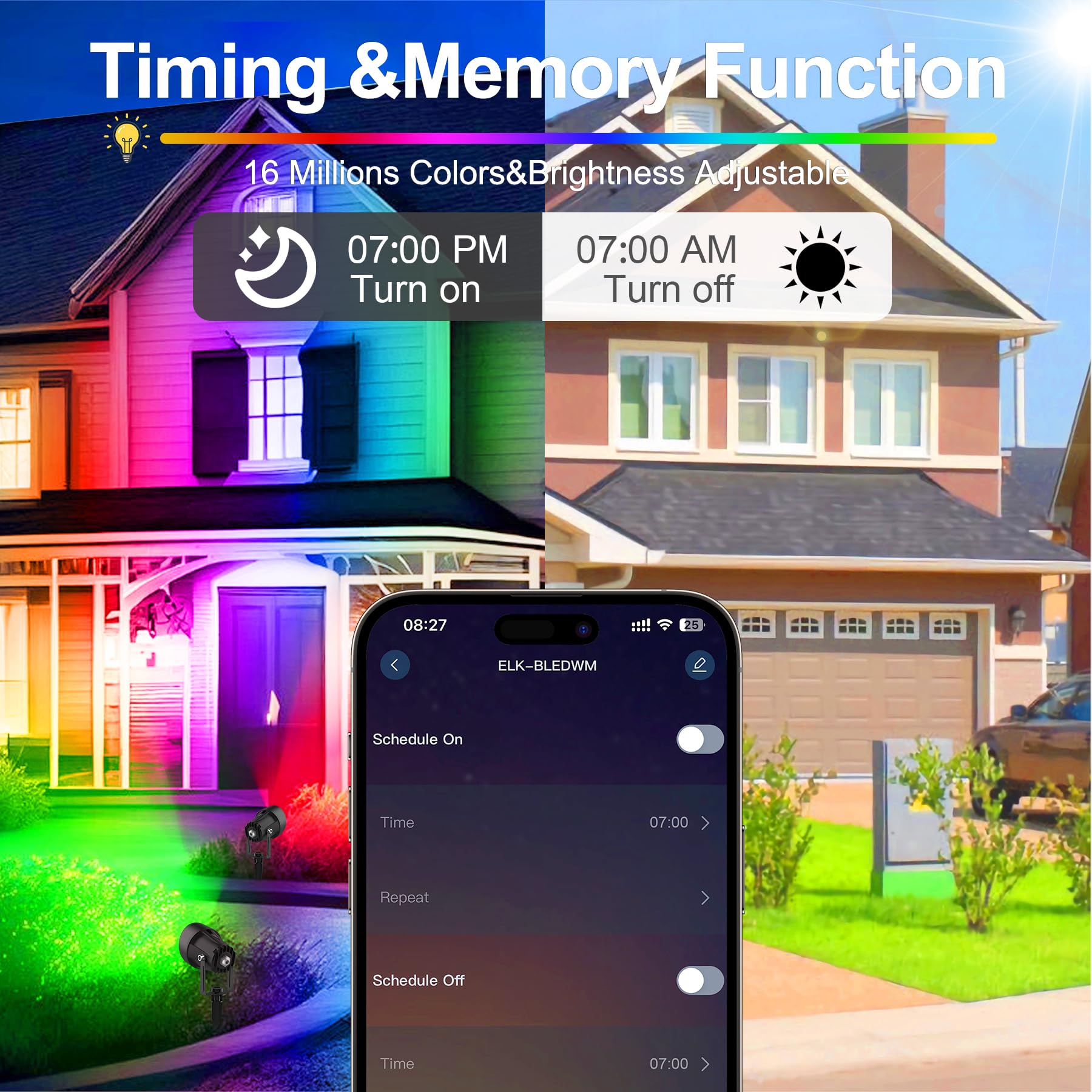 T-SUN RGBW Spotlights Set of 4 - App & Remote Control, Dimmable, Waterproof, Multicolor, Music Sync, Indoor Uplights for Home Decor