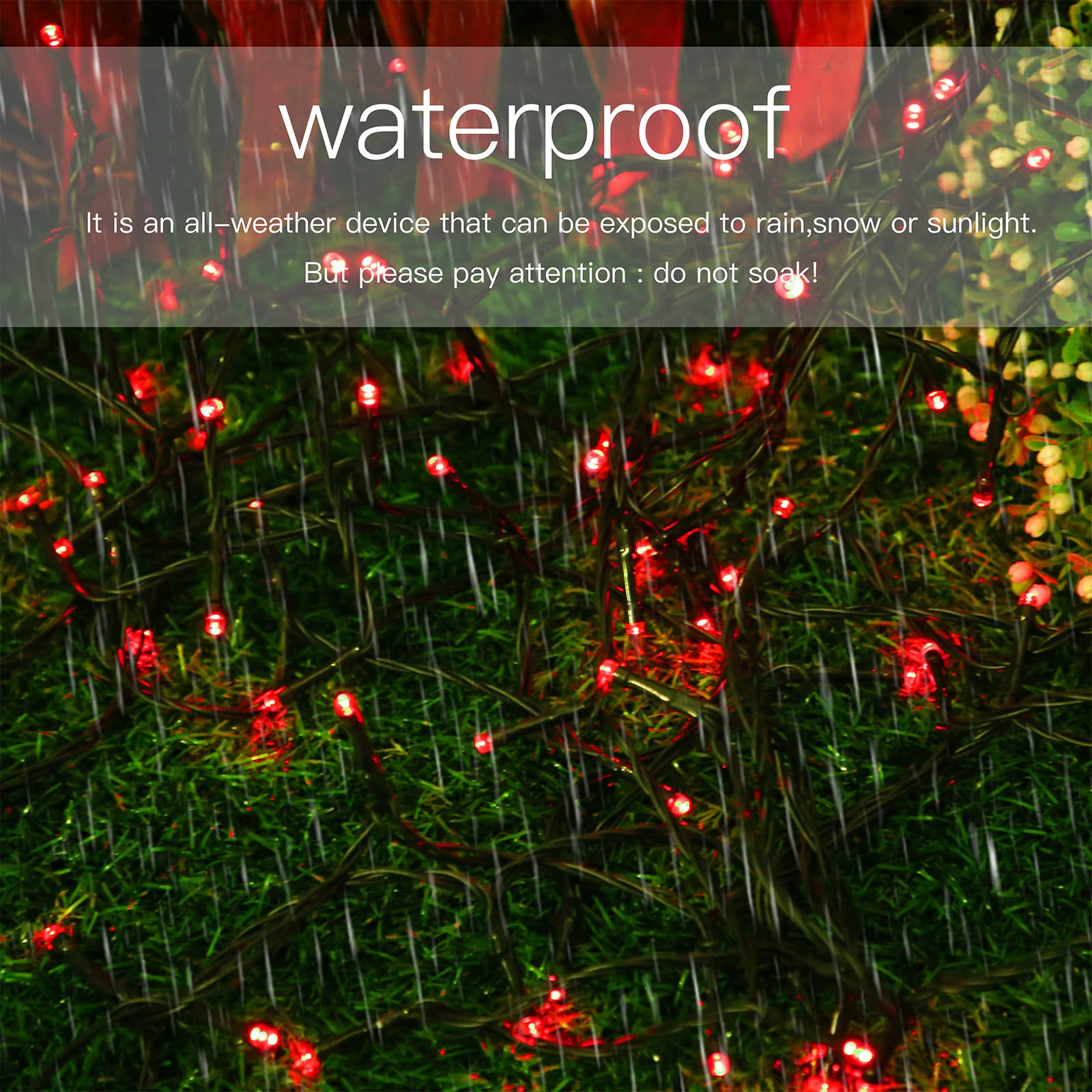 Red Solar Christmas Lights Outdoor, 2 Pack 144Ft 400Led Fairy String Lights With 8 Modes Ip44 Waterproof Twinkle Lights For Tree