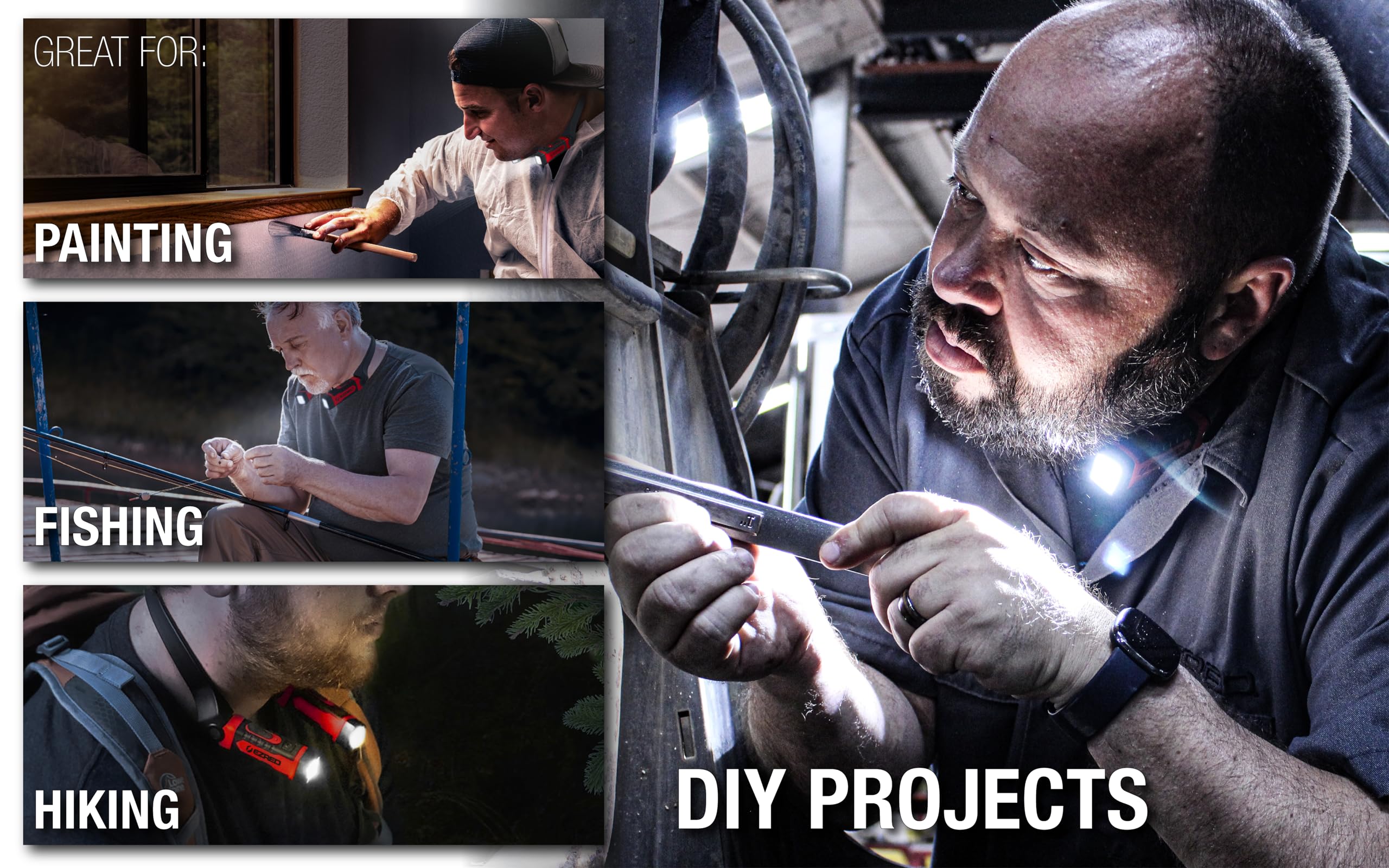 Ezred Anywear Rechargeable Neck Light For Hands-Free Lighting - Nk15, Perfect Light For Mechanics, Camping, Hunting, Diy Project