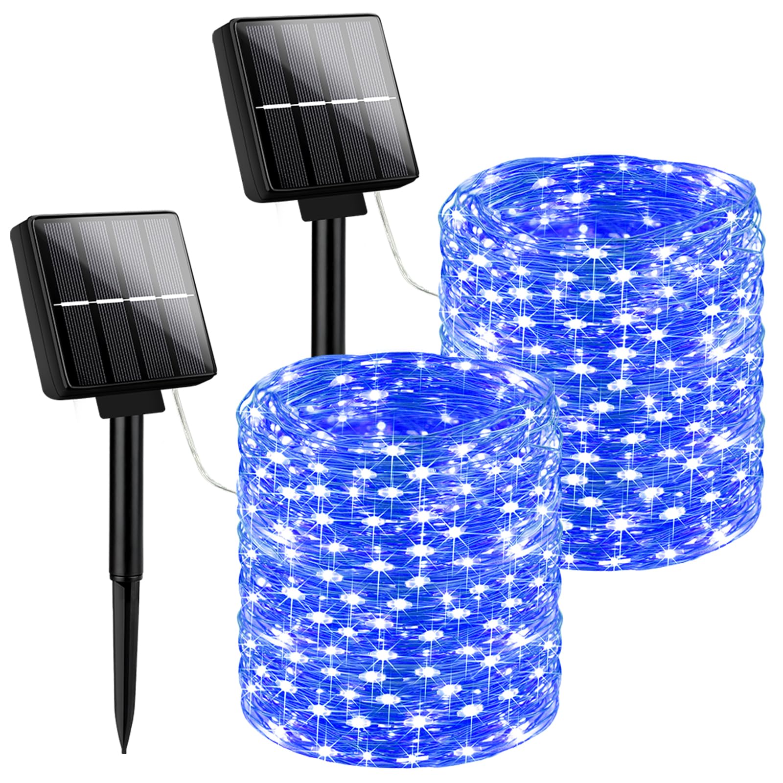 Brightever Outdoor Solar String Lights Waterproof  Solar Christmas Lights 2-Pack Total 80Ft 200Led  Twinkle Fairy Lights For Outside With 8 Lighting Modes  For Yard  Party  Halloween (Blue)