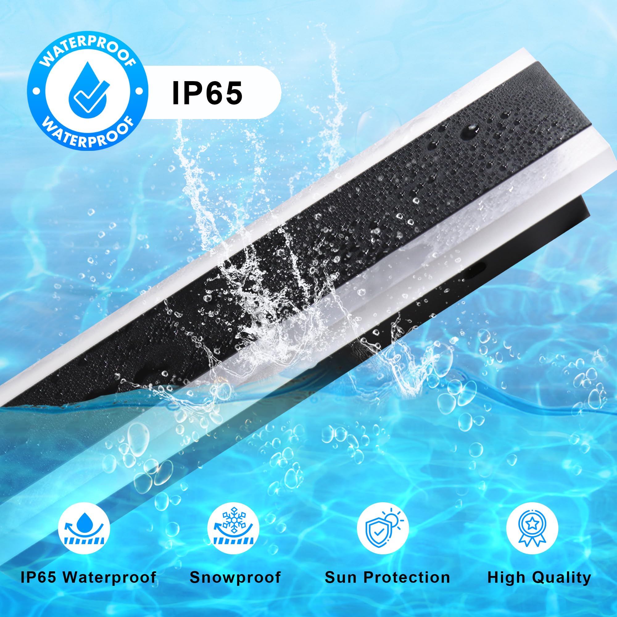 Outdoor Wall Light Fixtures Modern Long Led Wall Sconce Black Exterior Light Fixture Ip65 Waterproof Wall Lamp 25W 3000K Metal Rectangular Wall Lights For Villa Patio,Courtyard,Porch Bedroom,31.5''