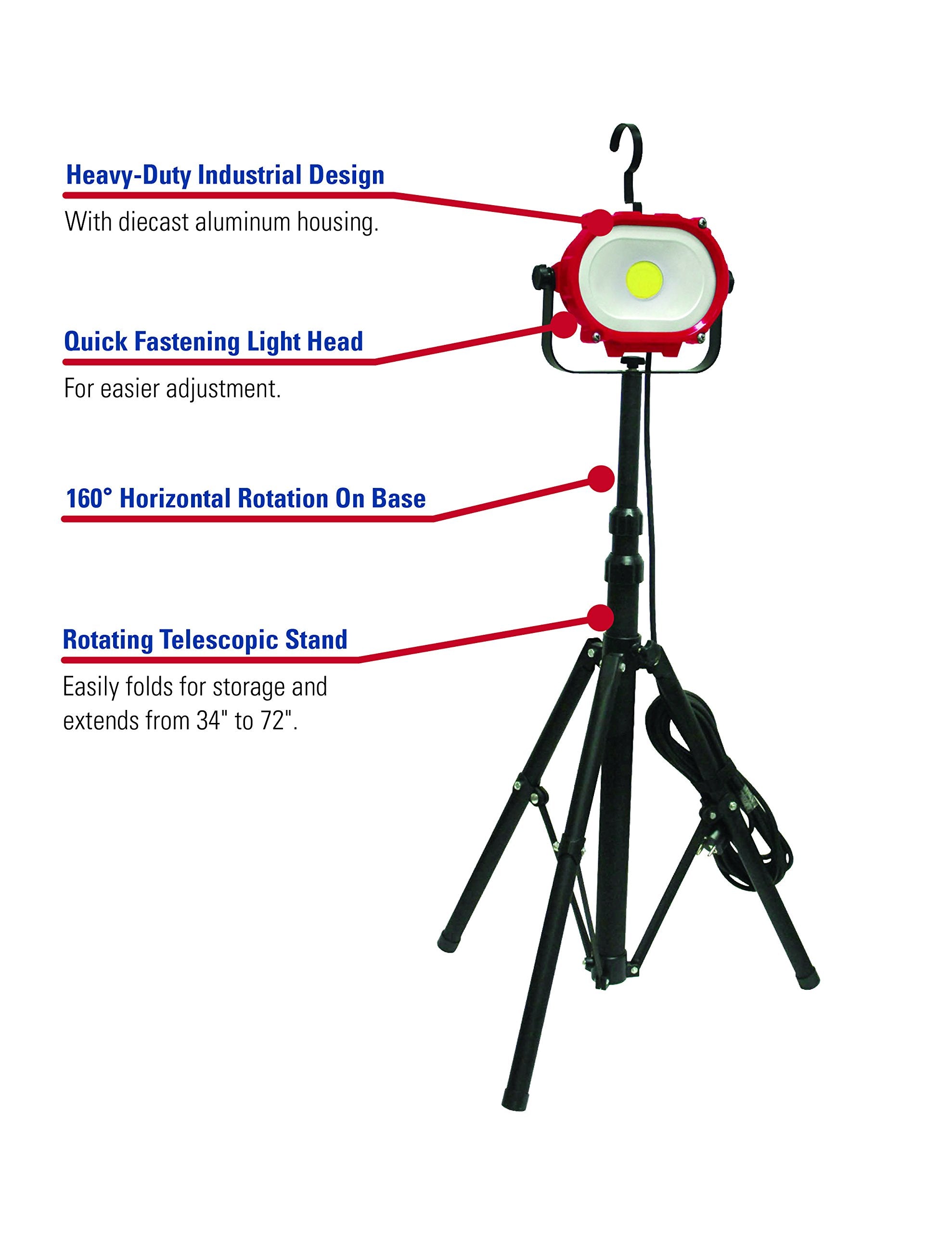 Atd Tools (80335) 35W Cob Corded Work Light With Tripod Stand