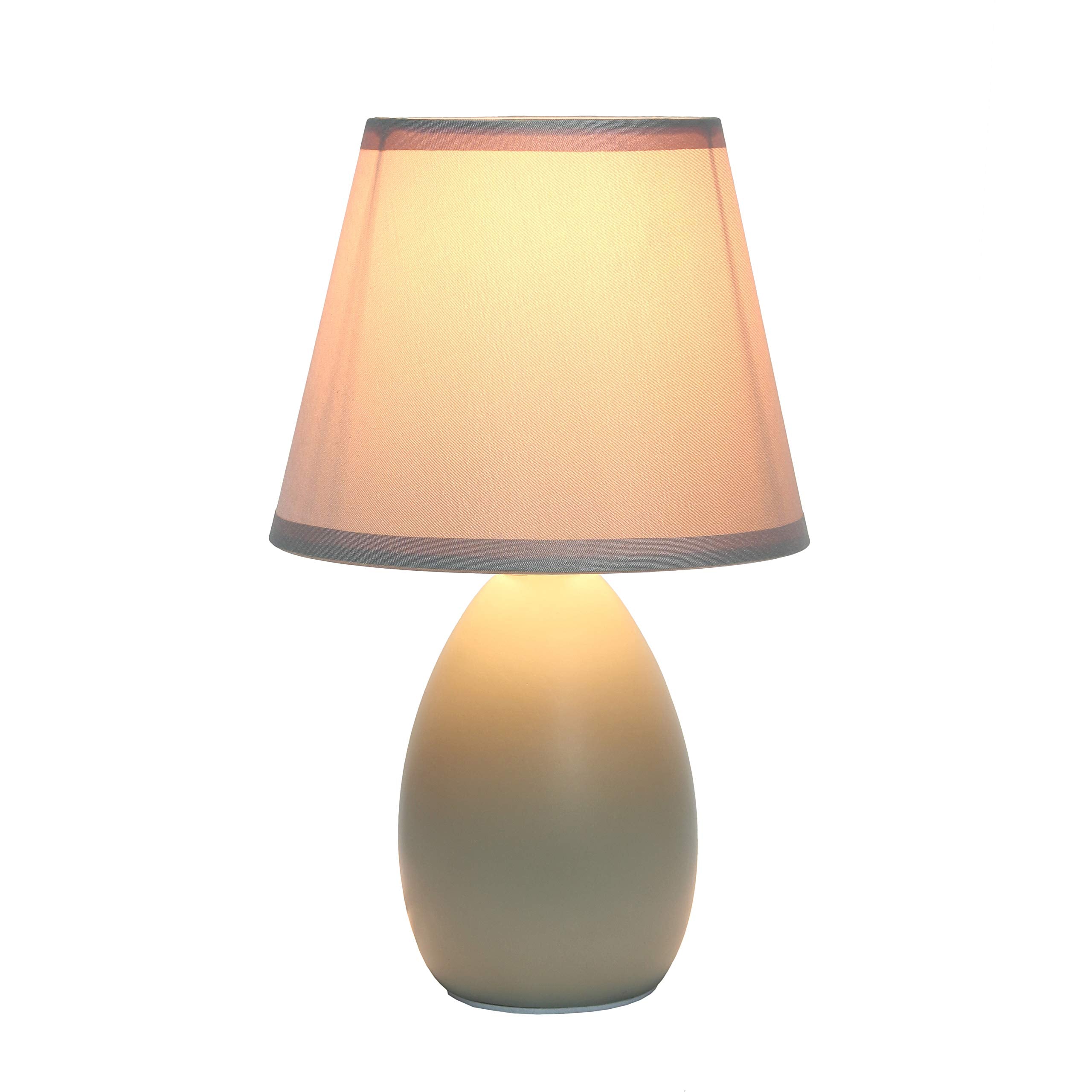 Simple Designs Lt2009-Gry Mini Egg Table Lamp, Gray Ceramic, No Bulb