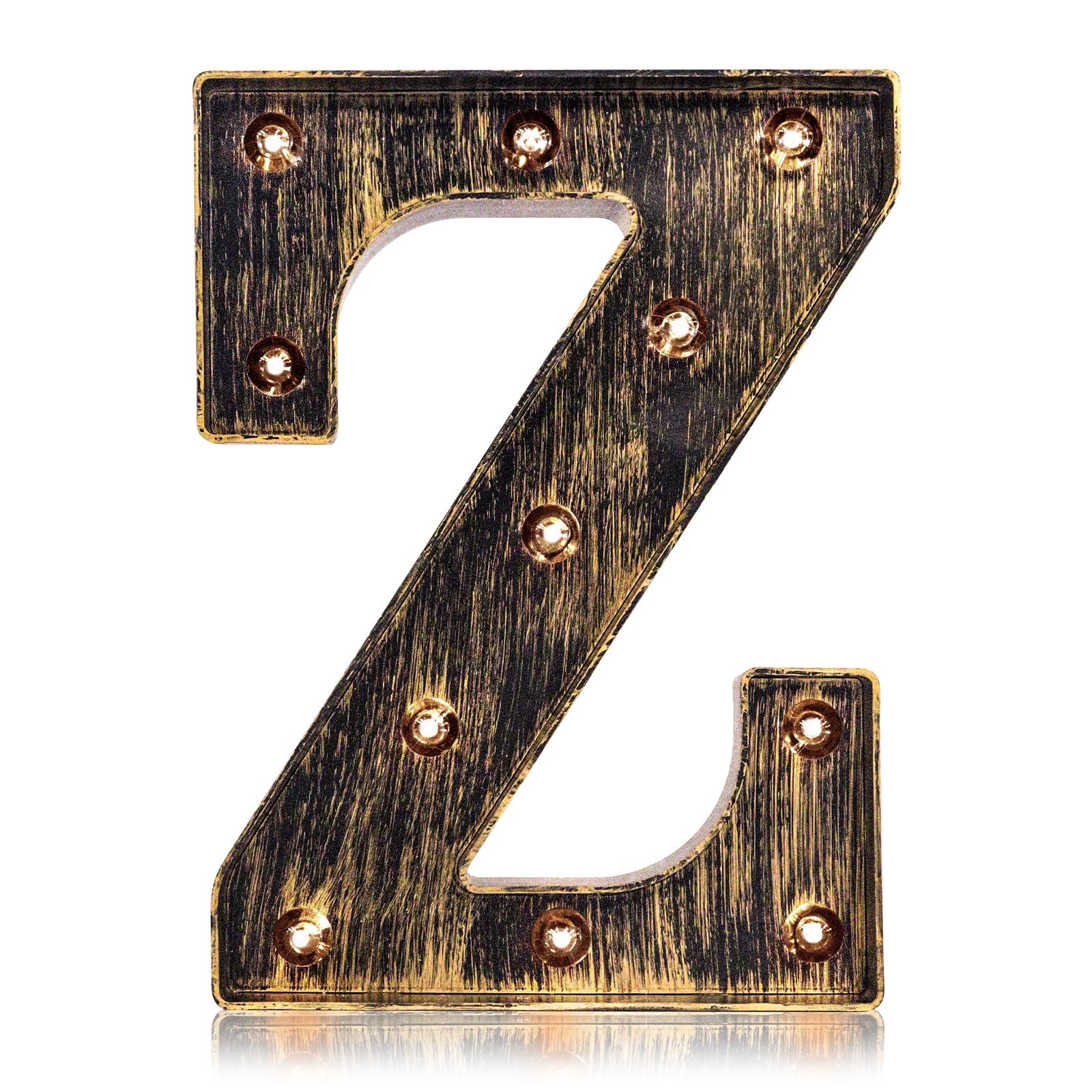 OYCBUZO Vintage Style Light Up Alphabet Letter Sign, Golden Black, Model Vintage-Letter-26, Ideal for Cafe, Wedding, Birthday, Christmas Decor