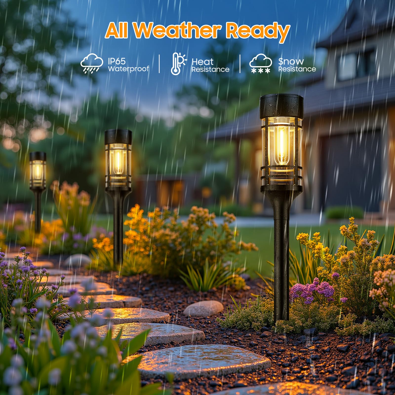 Letmy Solar Pathway Lights Outdoor, 6 Pack Solar Lights Outdoor Waterproof Ip65, Bright Solar Garden Lights Outdoor, Auto On/Off