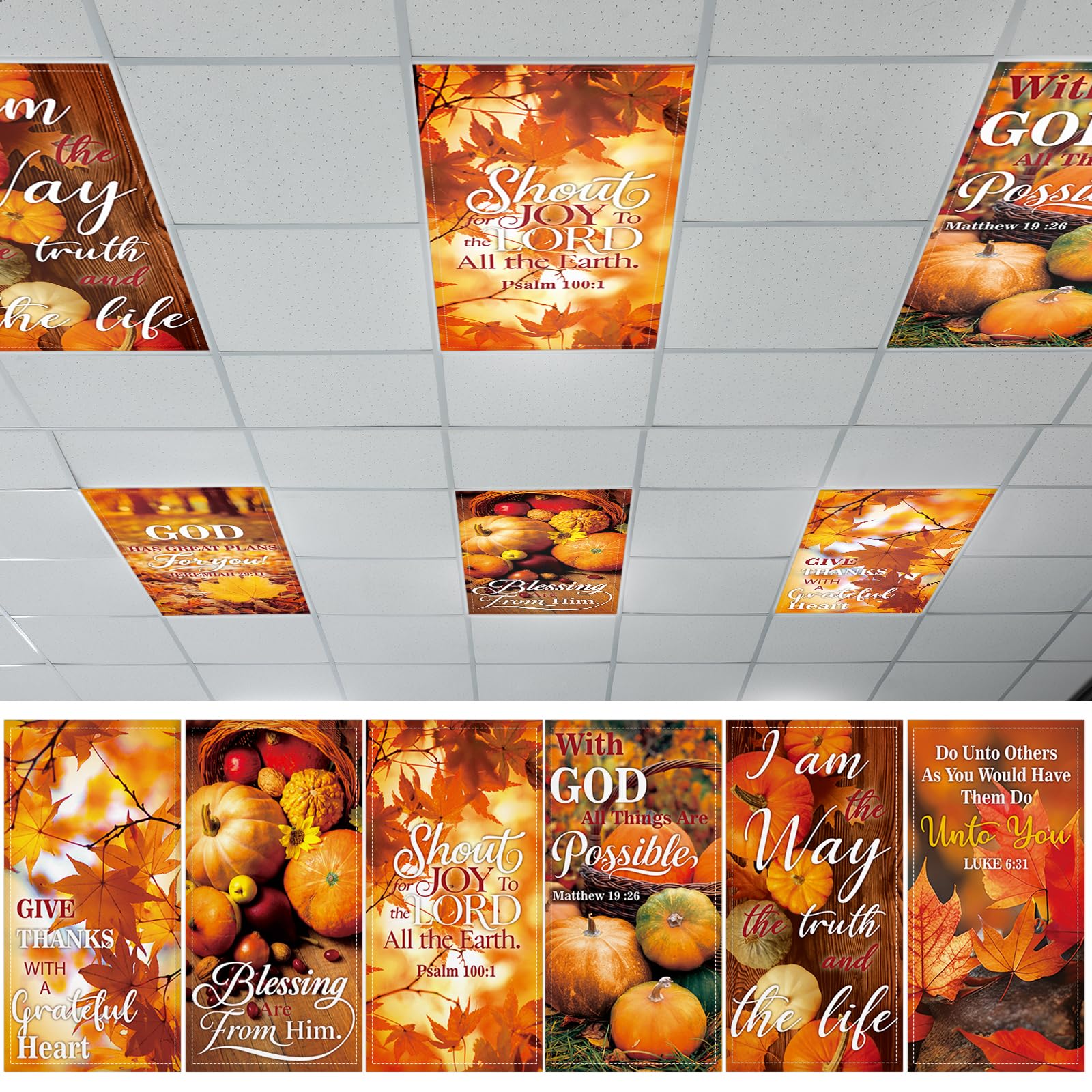 Wiooffen Fluorescent Light Covers 6 Pcs Magnetic Filter 4x2 Feet Polyester Maple Leaf Yellow Model YM1080