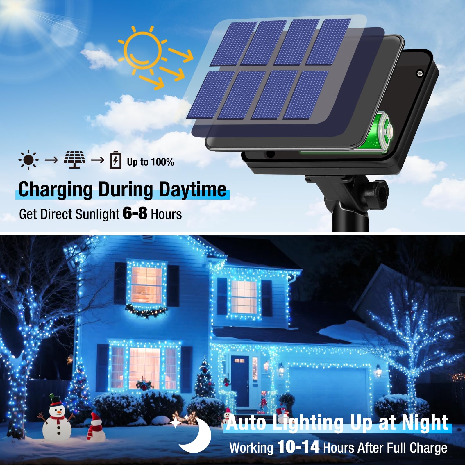 2 Pack Solar String Lights Outdoor - 160Led 66Ft Solar Fairy Lights Waterproof 8 Modes, Copper Wire Solar Powered Twinkle Lights