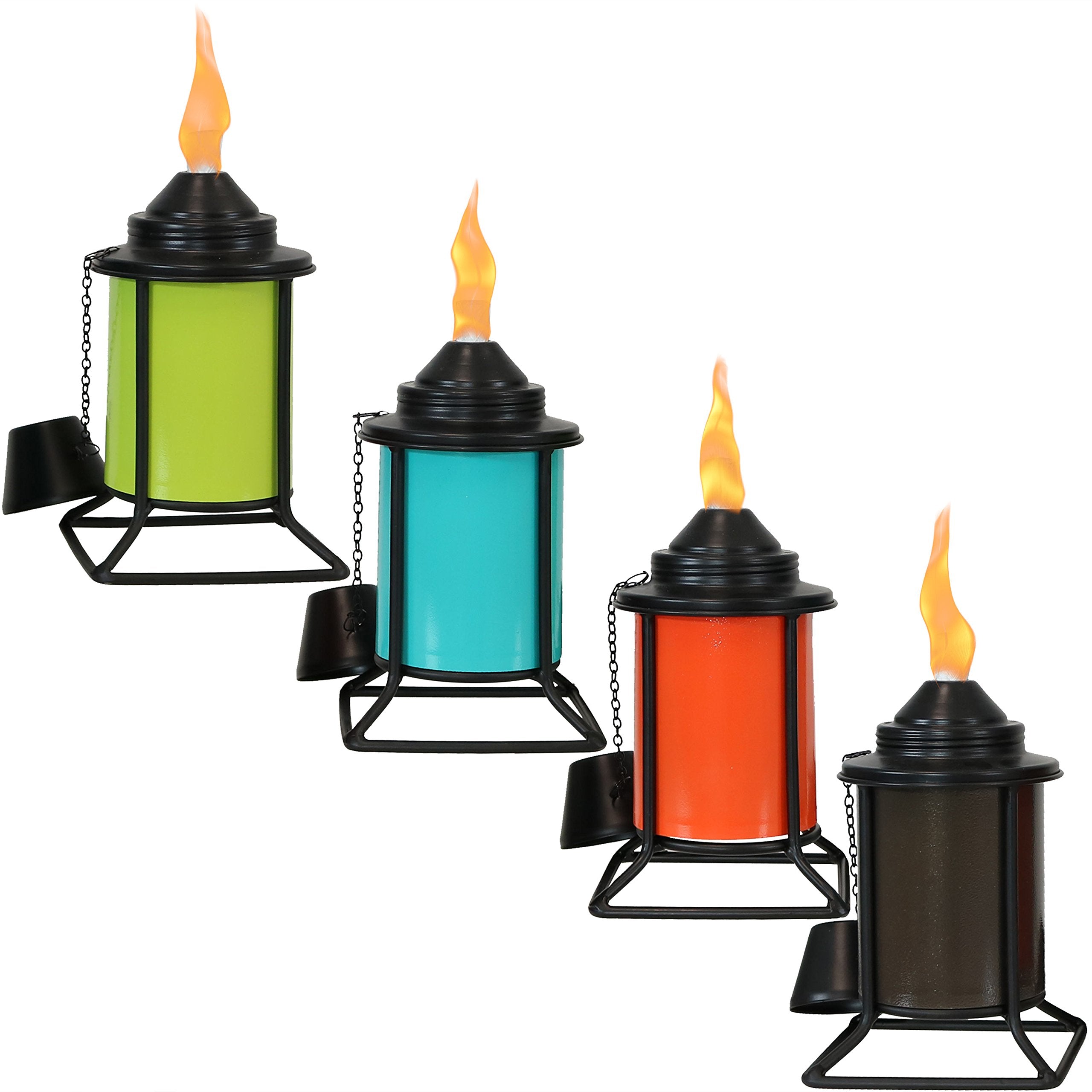 Sunnydaze Metal Tabletop Torches, Outdoor Patio And Lawn Torch, Multi-Color, Set Of 4