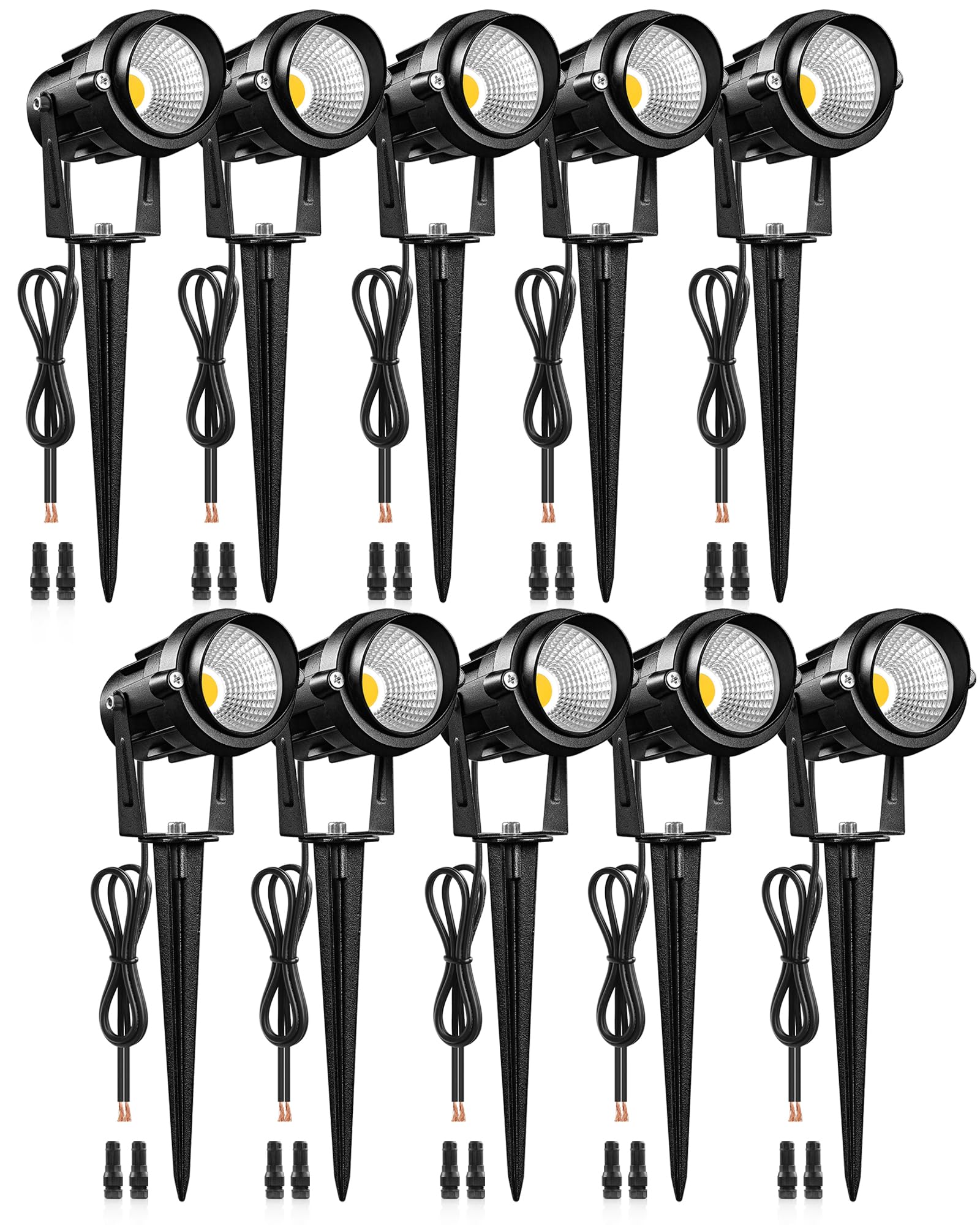 Wilawels 6W 700Lm Low Voltage Landscape Lighting  12V Ac/Dc 3000K Warm White Led Low Voltage Landscape Lights  Ip65 Waterproof Outdoor Spotlights With Connectors For Garden Tree Yard 10Pack W01Slp1006